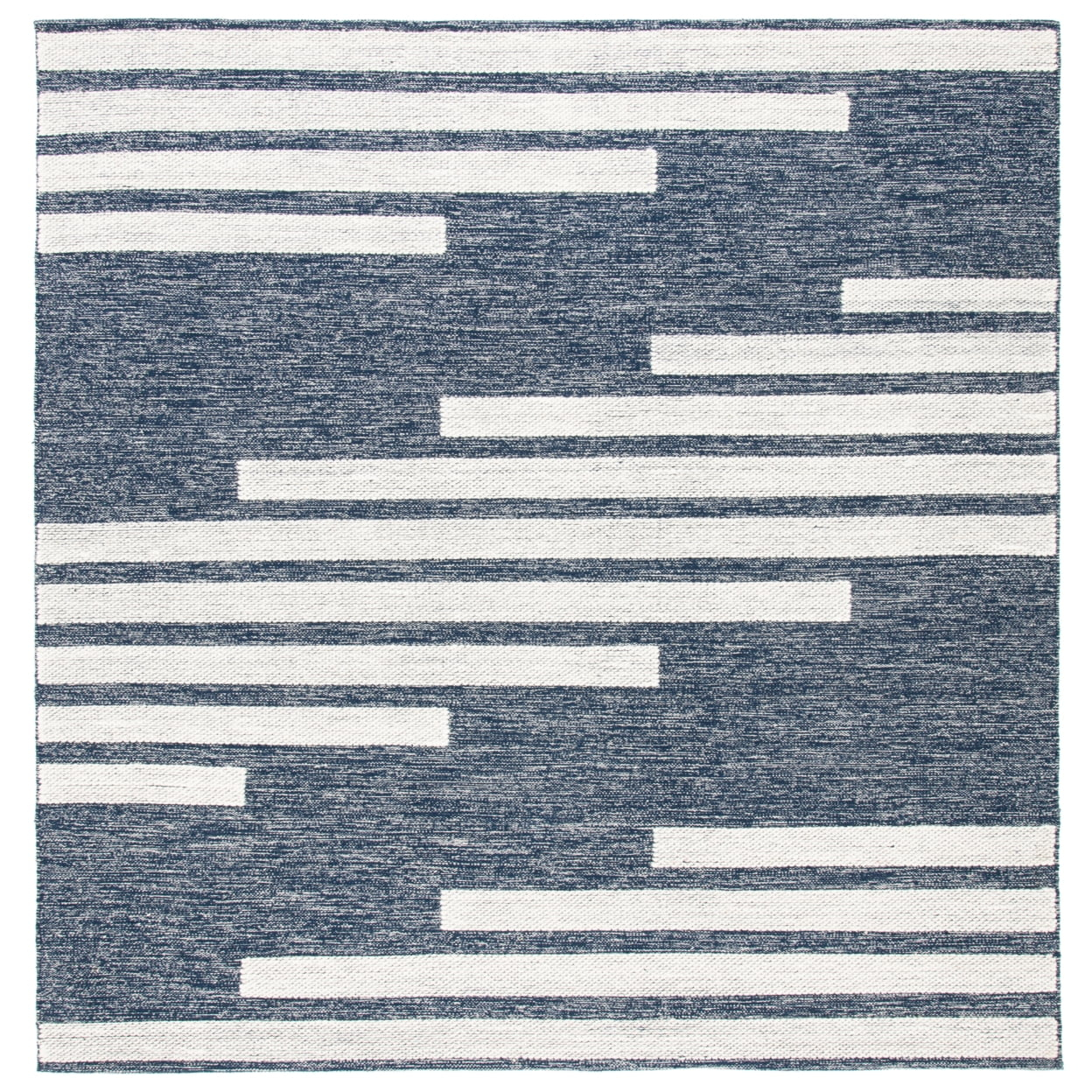 SAFAVIEH Striped Kilim Meriel Striped Area Rug, Navy/Ivory, 5' x 5' Square