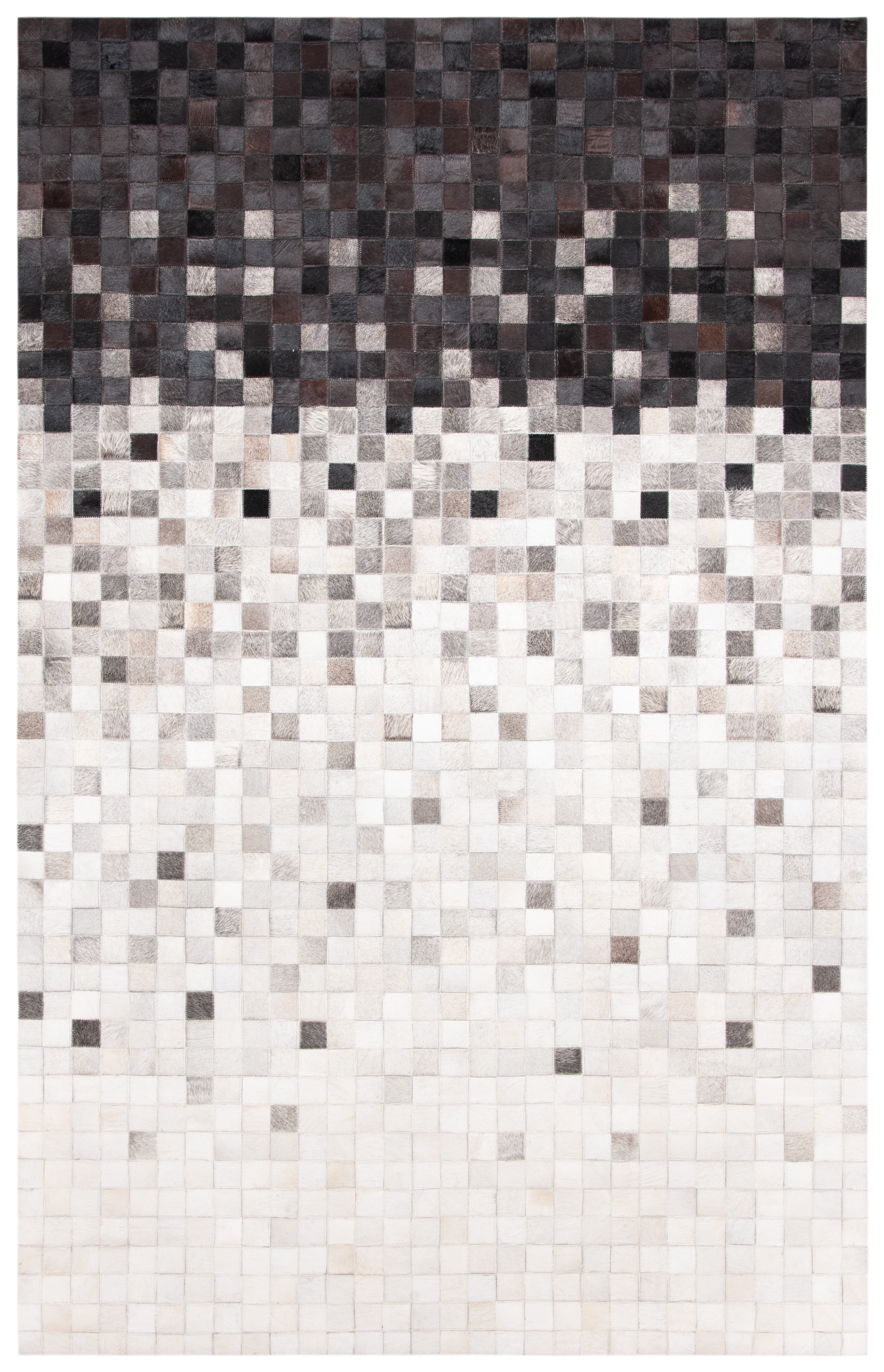 SAFAVIEH Studio Leather Cherette Geometric Area Rug, Ivory/Black, 9' x 12'