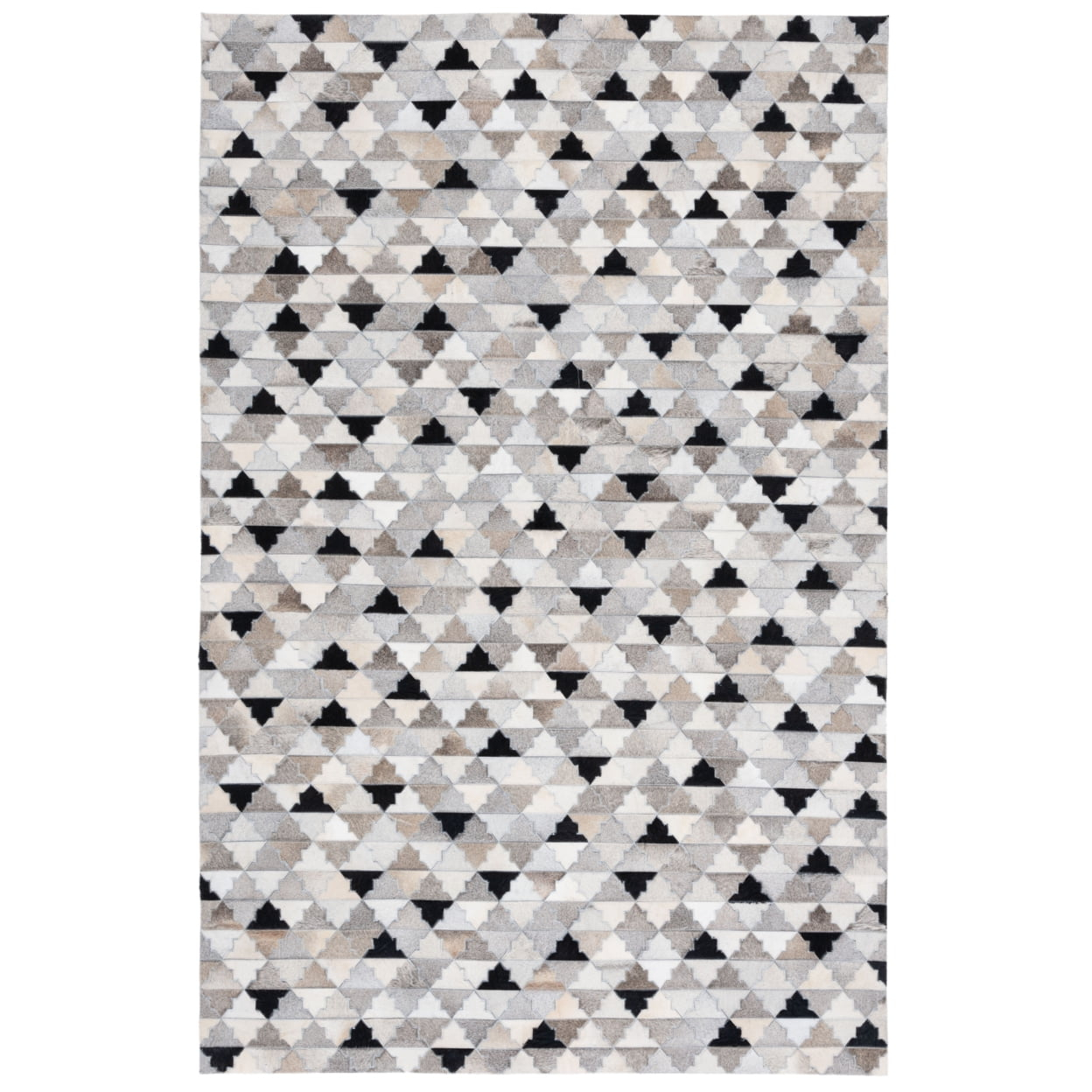SAFAVIEH Studio Leather Calla Geometric Area Rug, Grey/Black, 4' x 6'