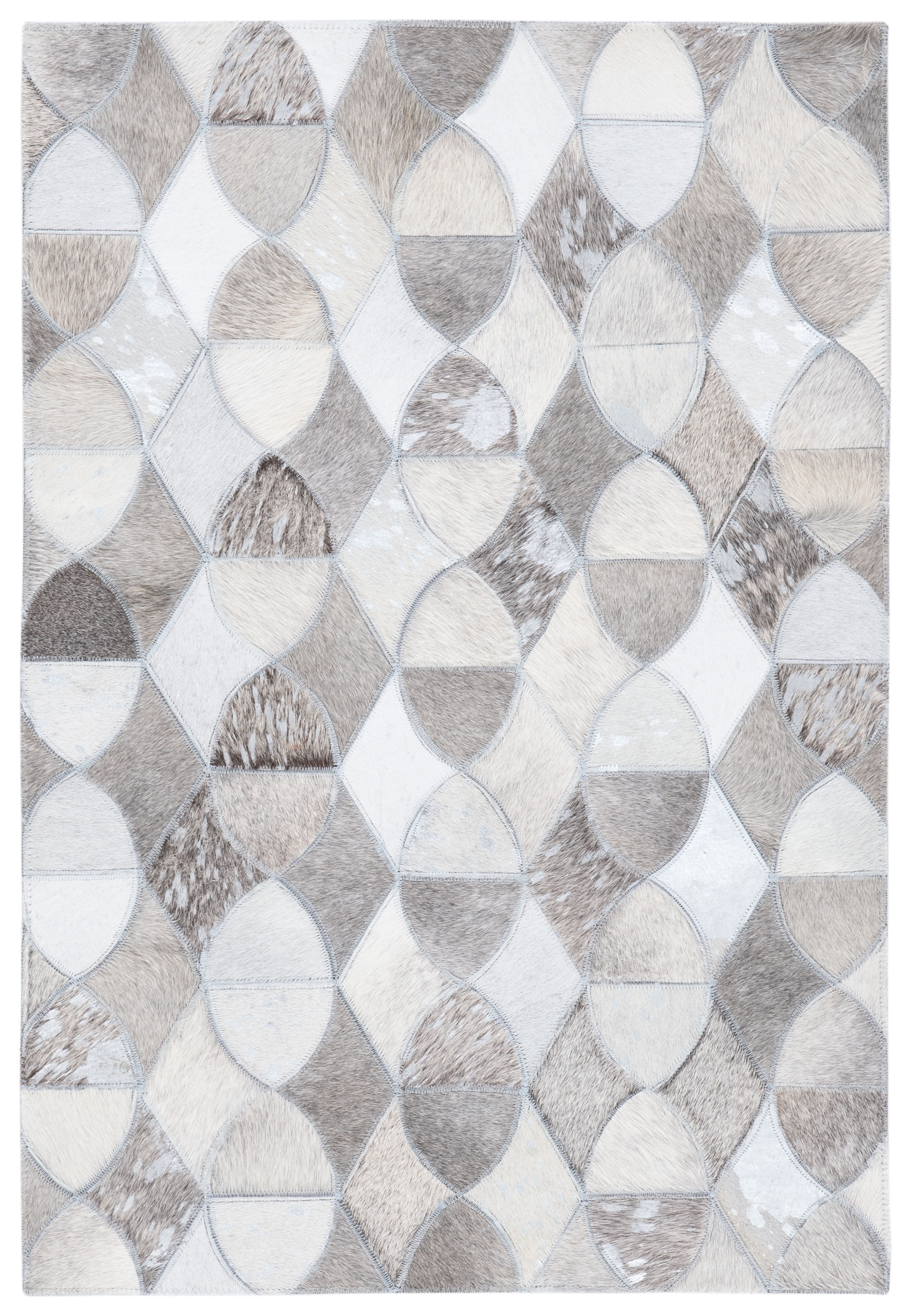 SAFAVIEH Studio Leather Albina Geometric Area Rug, Ivory/Grey, 3' x 5'