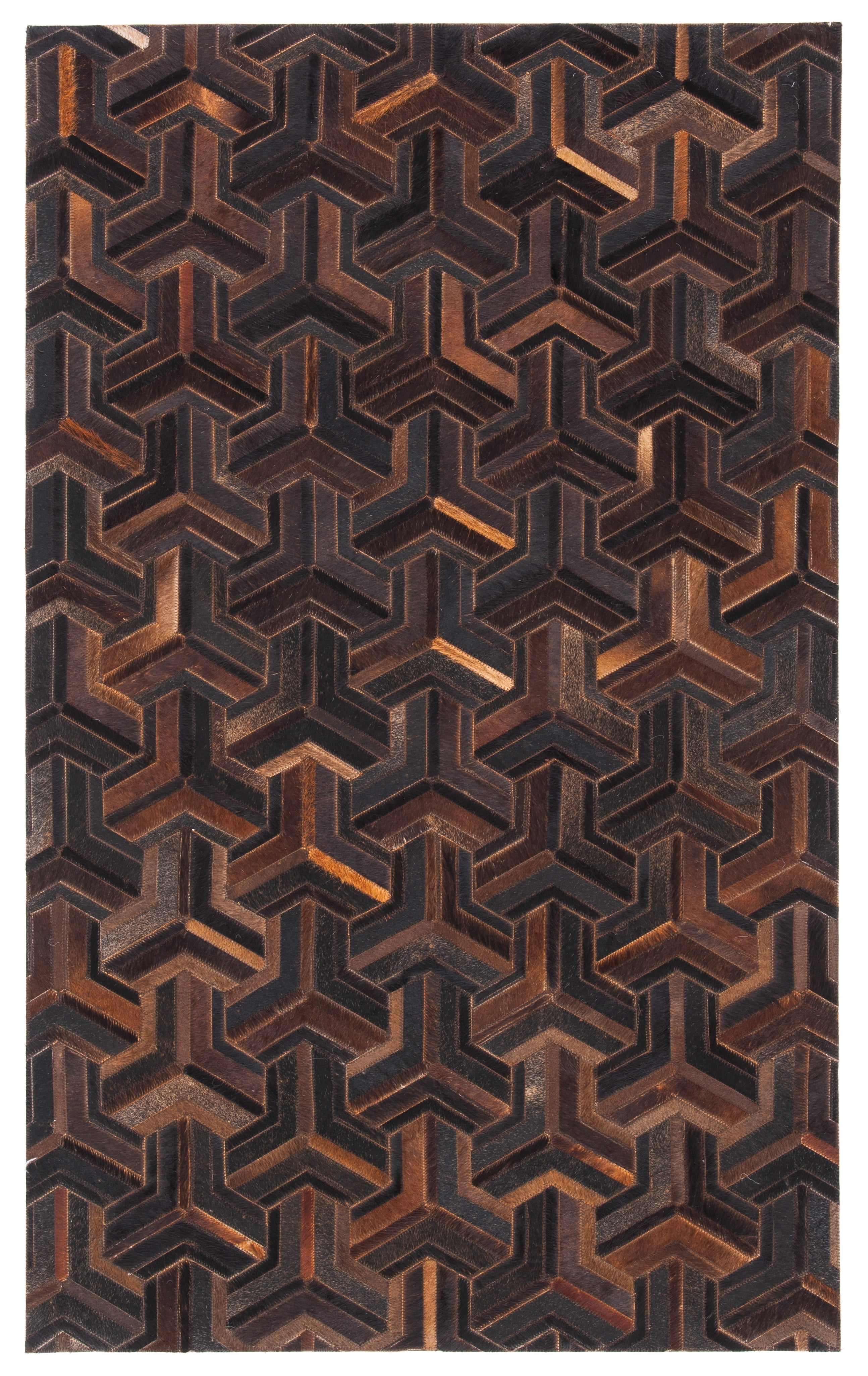 SAFAVIEH Studio Leather Kingsley Geometric Area Rug, Brown/Light Brown, 3' x 5'
