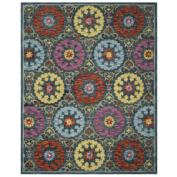 Suzani SZN328 Hand Hooked Indoor Area Rug - Blue/Multi - 8'x10' - Safavieh.