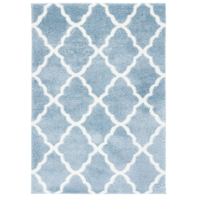 SAFAVIEH Tahoe Gerald Quatrefoil Shag Area Rug, 9' x 12', Blue/White