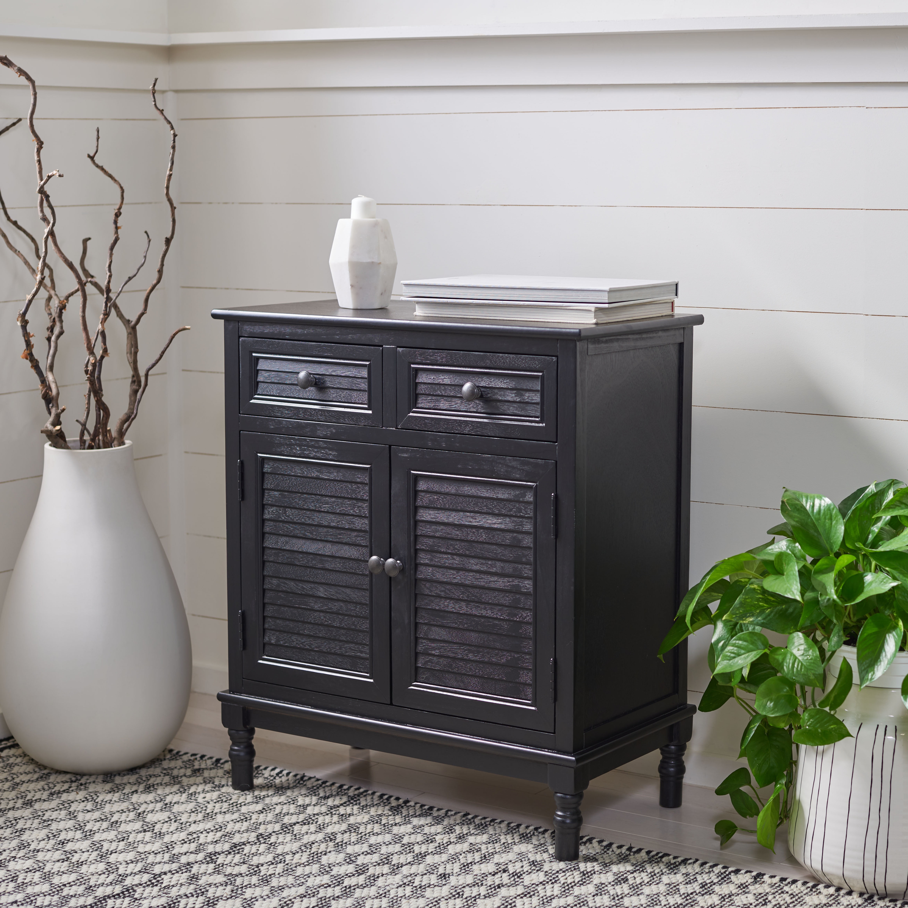 SAFAVIEH Tate 2-Drawer 2-Door Sideboard Black