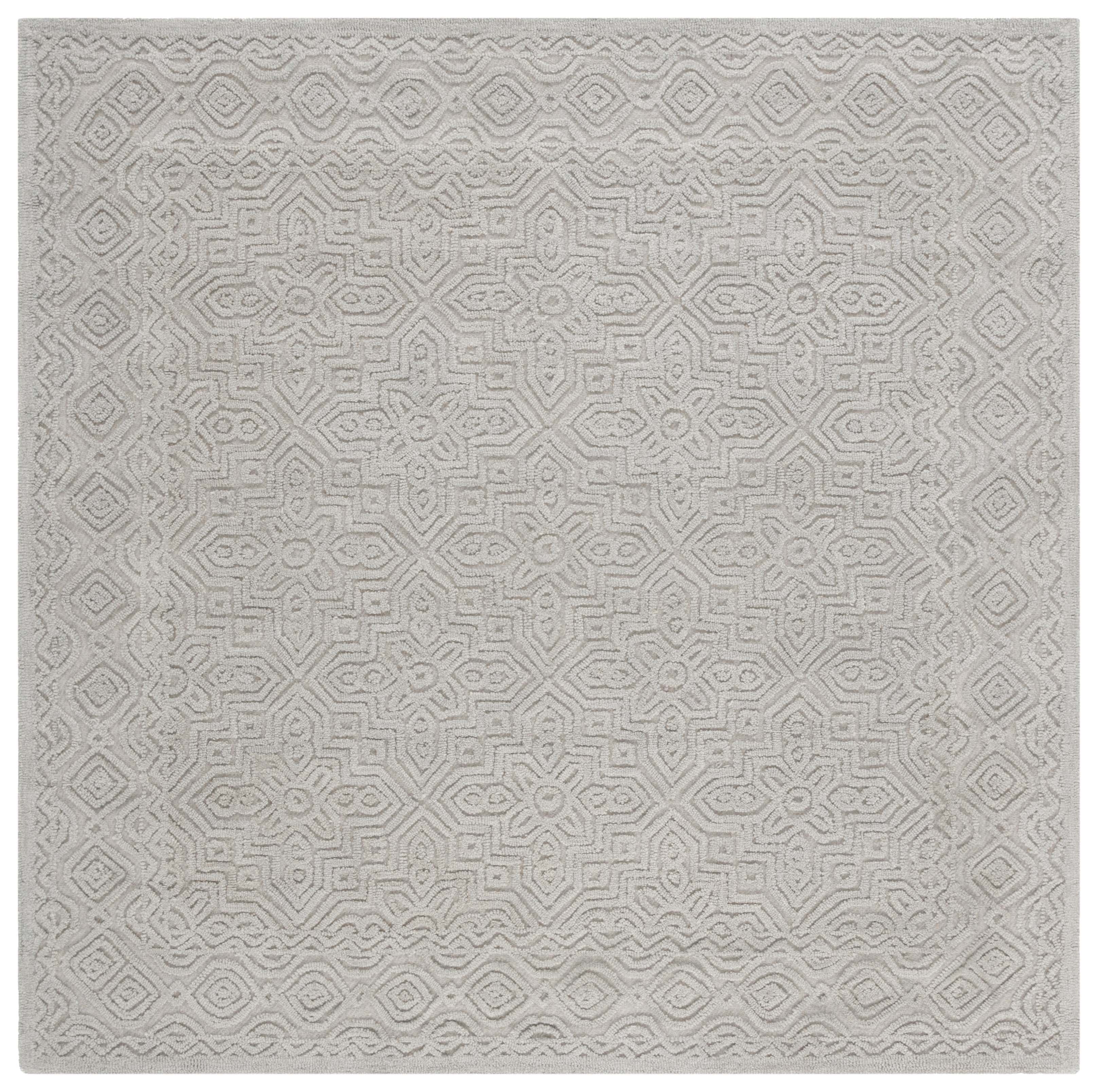 SAFAVIEH Textural Dinah Geometric Area Rug, Silver, 6' x 6' Square