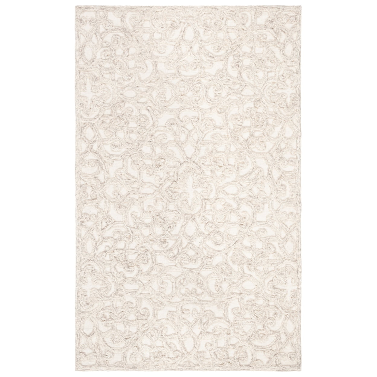 SAFAVIEH Trace Bryan Geometric Floral Wool Area Rug, Camel/Ivory, 2'6" x 4'