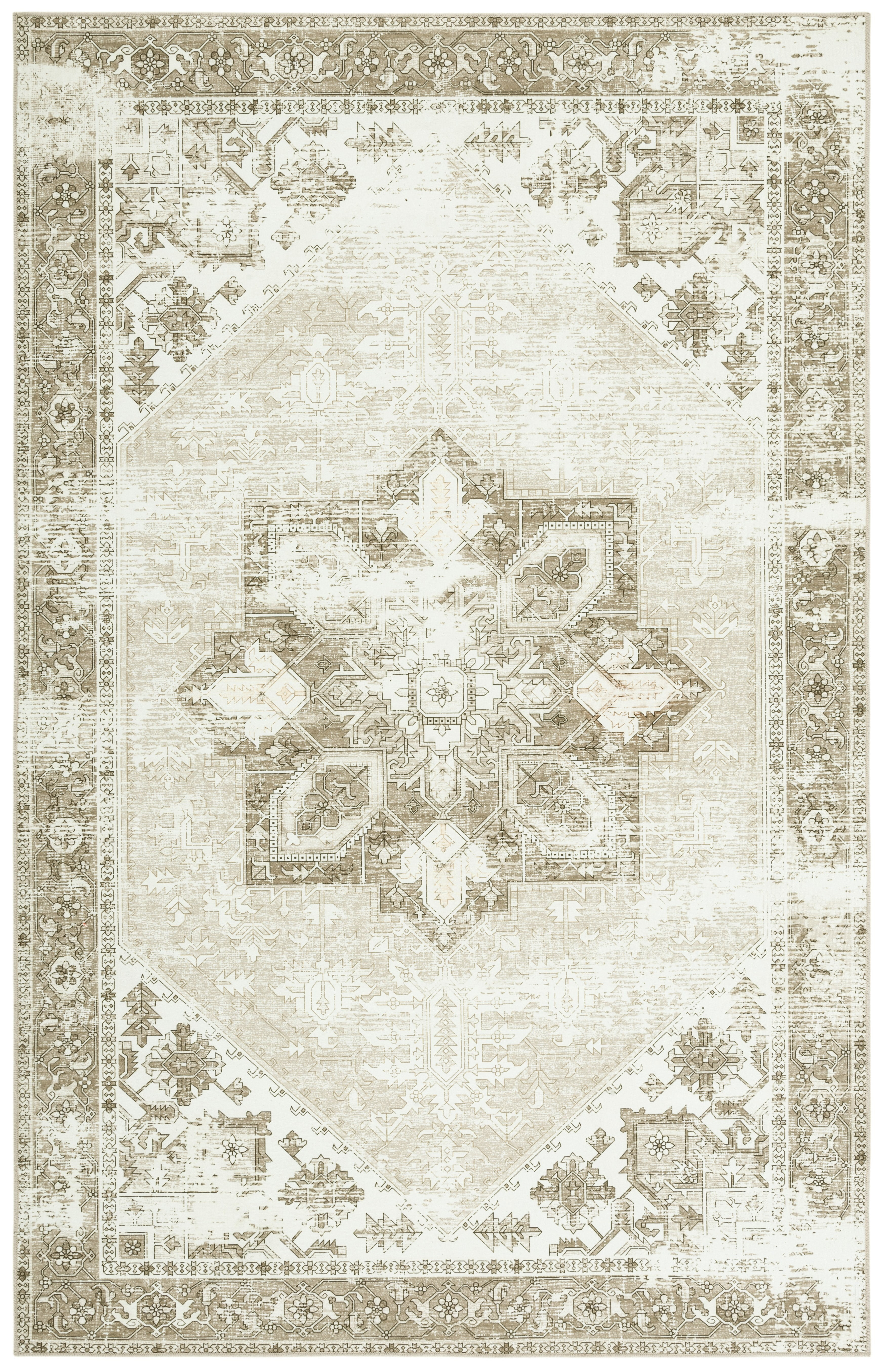 SAFAVIEH Tucson Jayla Oriental Machine Washable Area Rug, Sage/Ivory, 6' x 8'