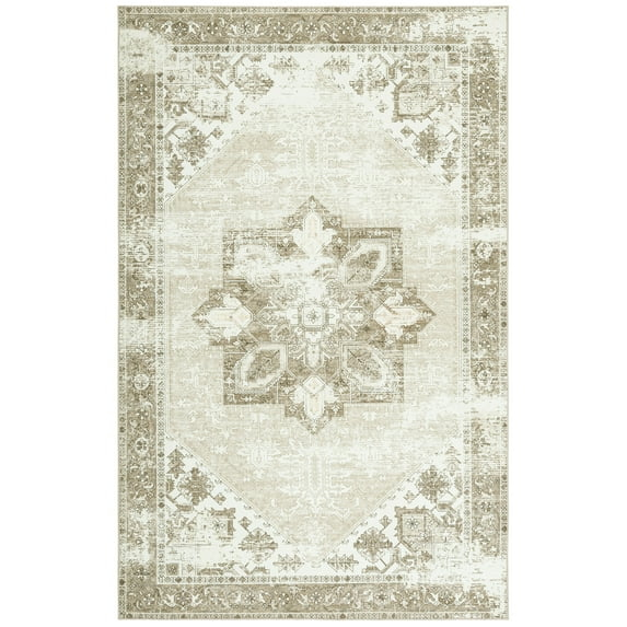 SAFAVIEH Tucson Jayla Oriental Machine Washable Area Rug, Sage/Ivory, 6' x 8'