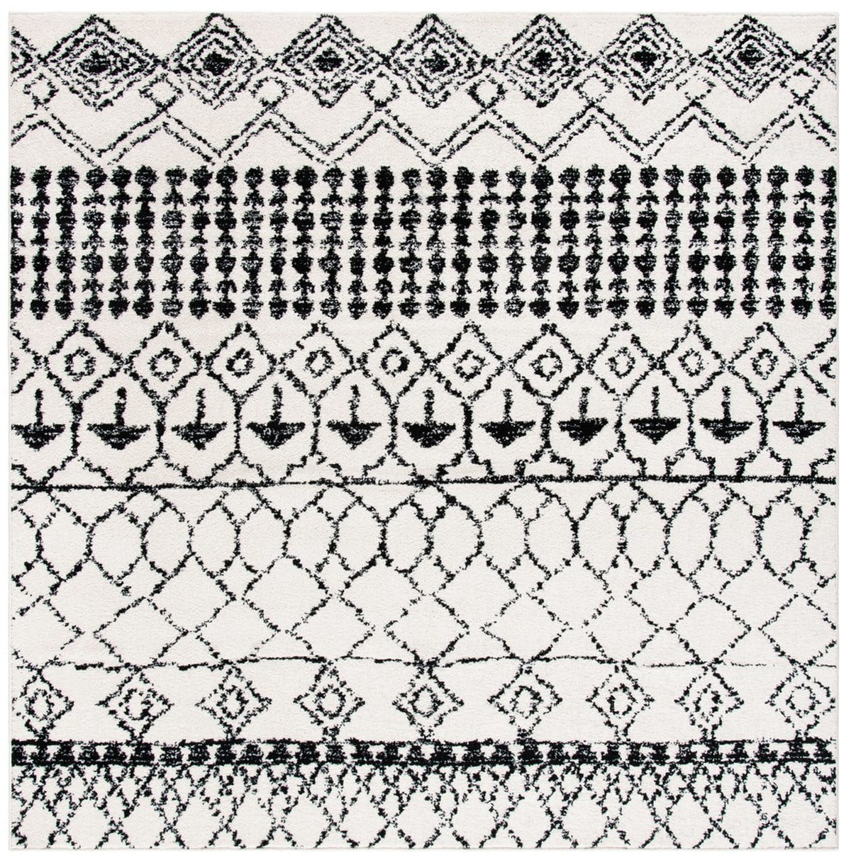 SAFAVIEH Tulum Coriander Moroccan Geometric Area Rug, 10' x 10' Square, Ivory/Black