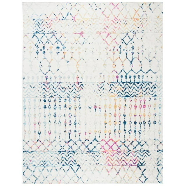 SAFAVIEH Tulum Glen Moroccan Geometric Area Rug, 10' x 13', Ivory/Blue