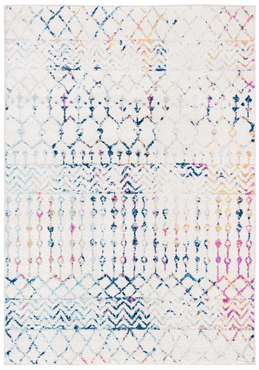 SAFAVIEH Tulum Glen Moroccan Geometric Area Rug, 2' x 3', Ivory/Blue