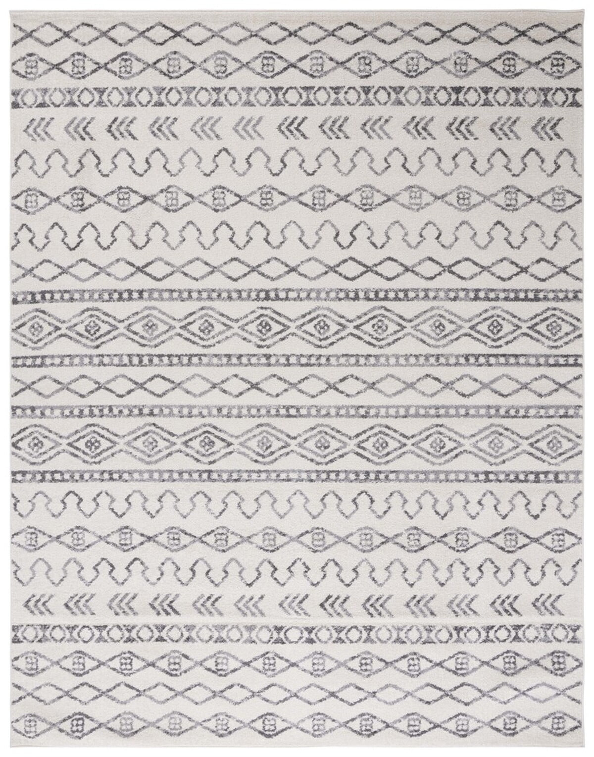 SAFAVIEH Tulum Kade Distressed Geometric Area Rug, 9' x 12', Ivory/Grey
