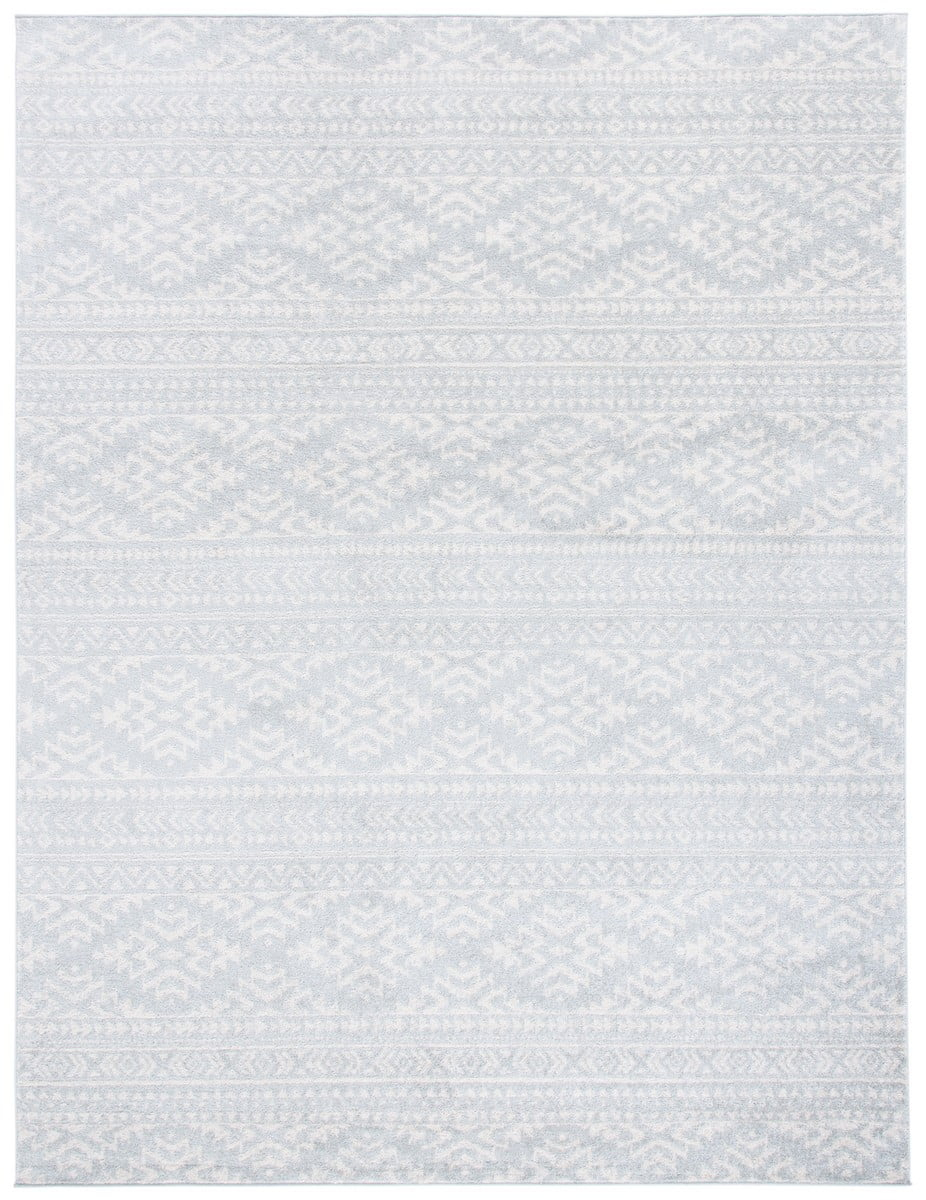 SAFAVIEH Tulum Lakisha Distressed Southwestern Area Rug, 9' x 12', Light Grey/Ivory