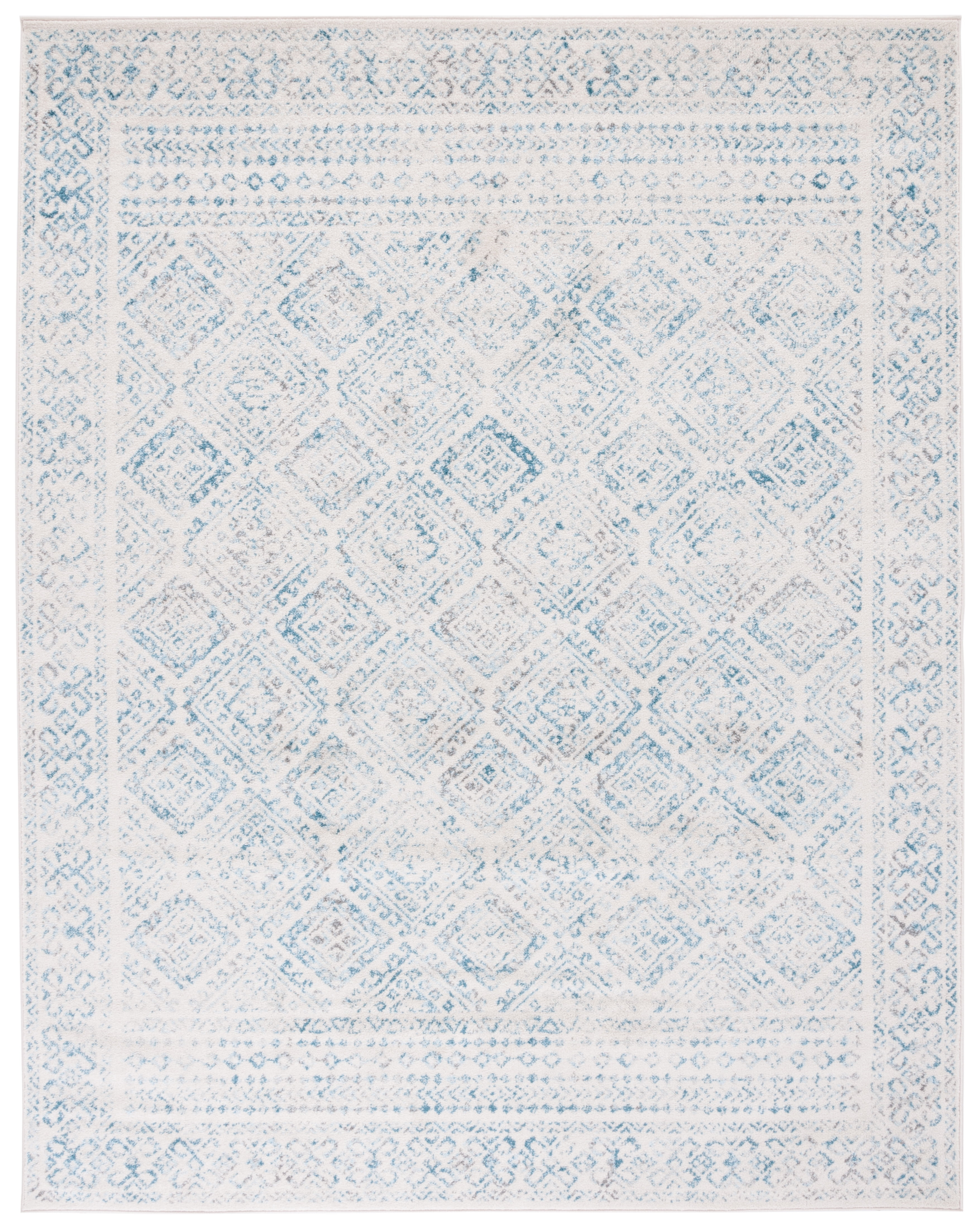 SAFAVIEH Tulum Ophelia Bordered Geometric Area Rug, 10' x 13', Ivory/Turquoise