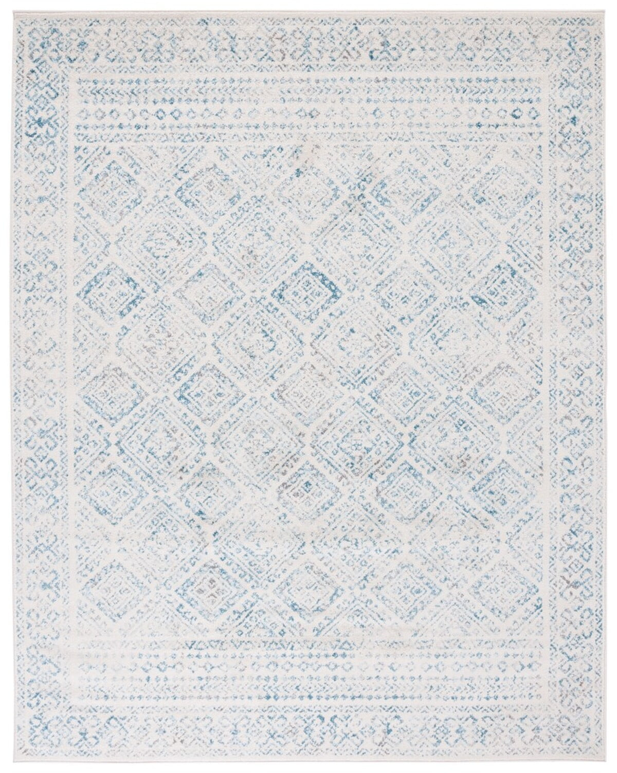 SAFAVIEH Tulum Ophelia Bordered Geometric Area Rug, 9' x 12', Ivory/Turquoise