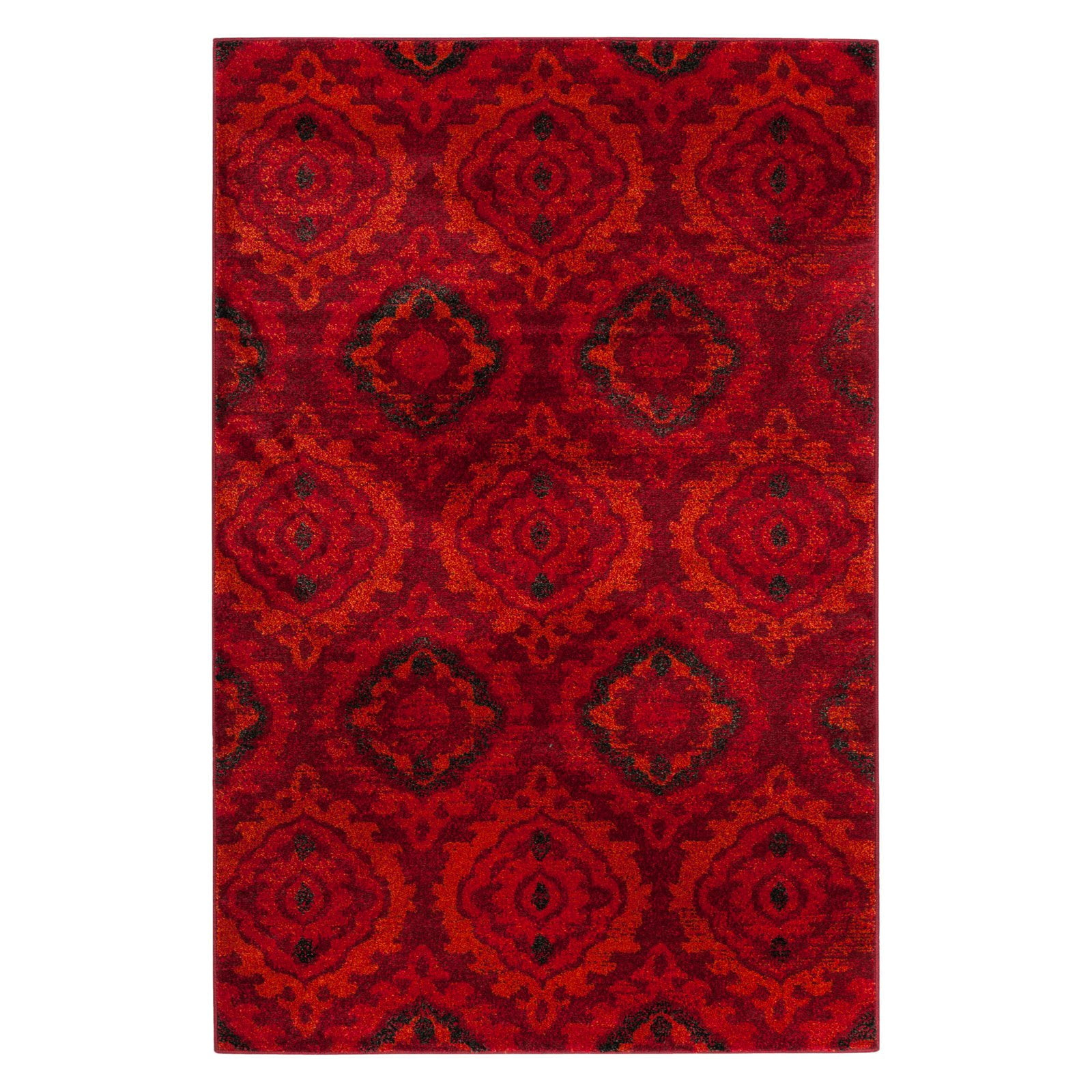 SAFAVIEH Tunisia Cornelius Damask Area Rug, Red/Orange, 6'7" x 9'2"