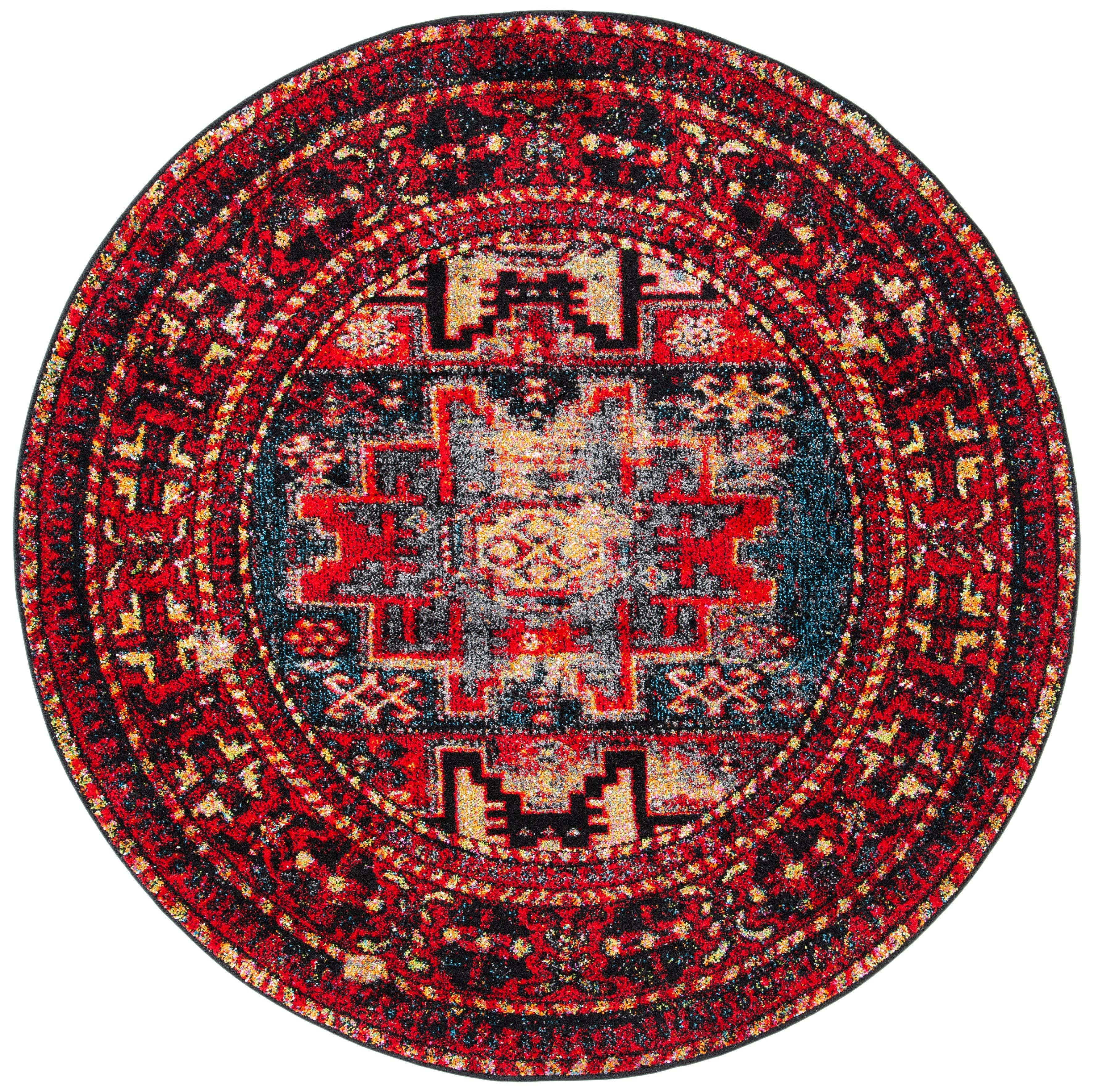 Vintage Hamadan VTH213 Power Loomed Area Rug - Red/Multi - 3' round - Safavieh.