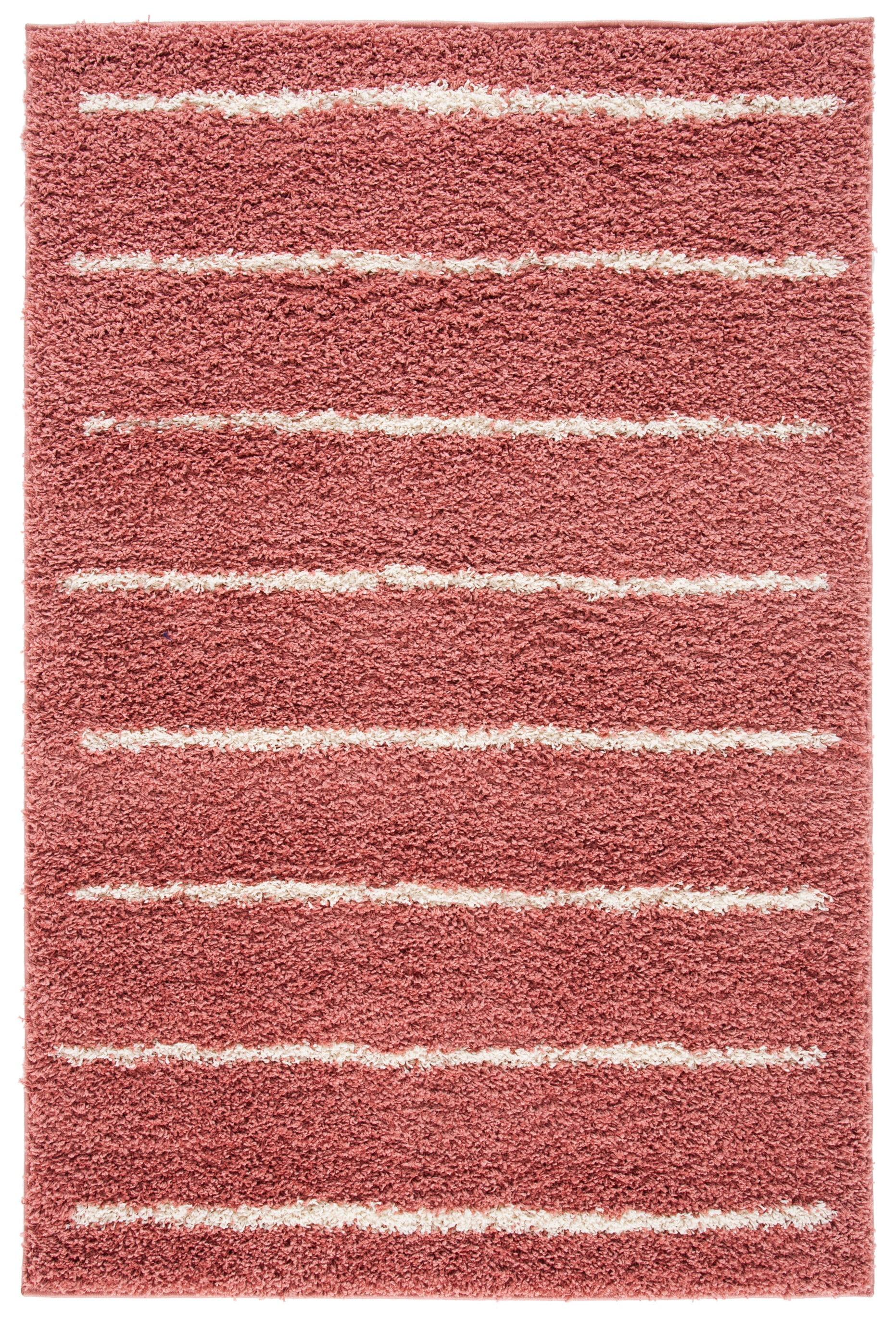SAFAVIEH Venus Anuki Striped Shag Runner Rug, Pink/Ivory, 2'2" x 8'