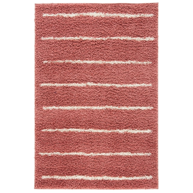 SAFAVIEH Venus Anuki Striped Shag Runner Rug, Pink/Ivory, 2'2" x 8'