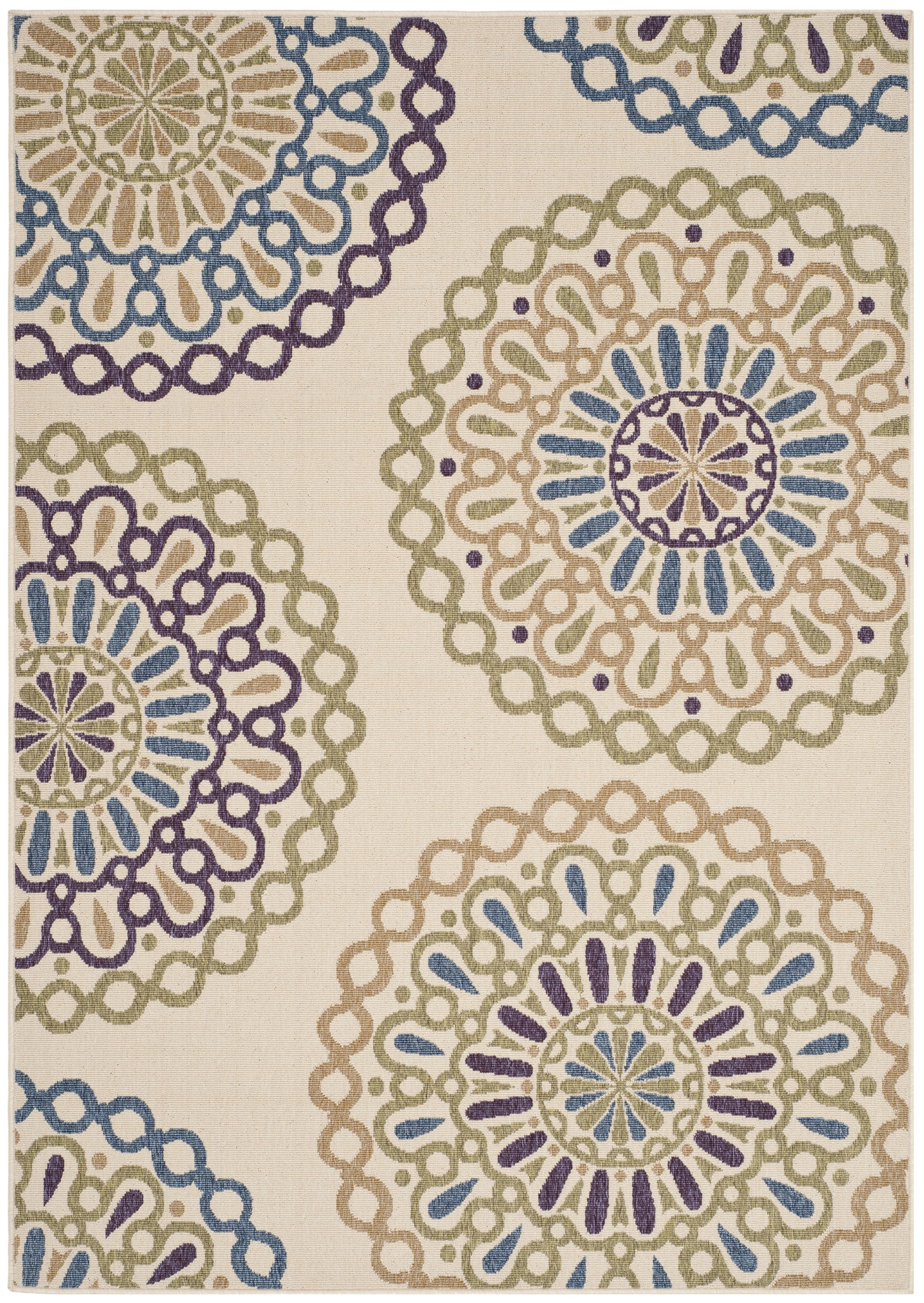 SAFAVIEH Veranda Axum Geometric Indoor/Outdoor Area Rug, Cream/Green, 2' x 3'7"