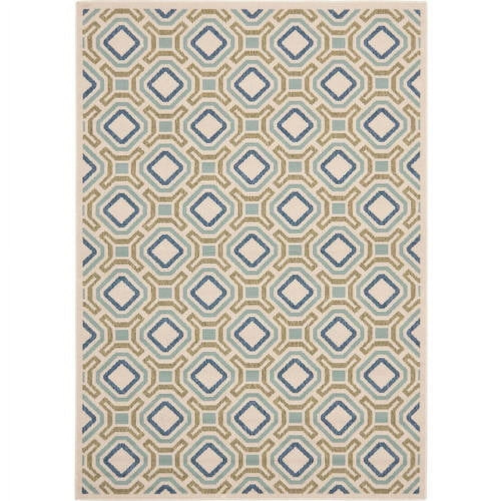 SAFAVIEH Veranda Jantar Geometric Indoor/Outdoor Area Rug, 4' x 5'7", Cream/Green