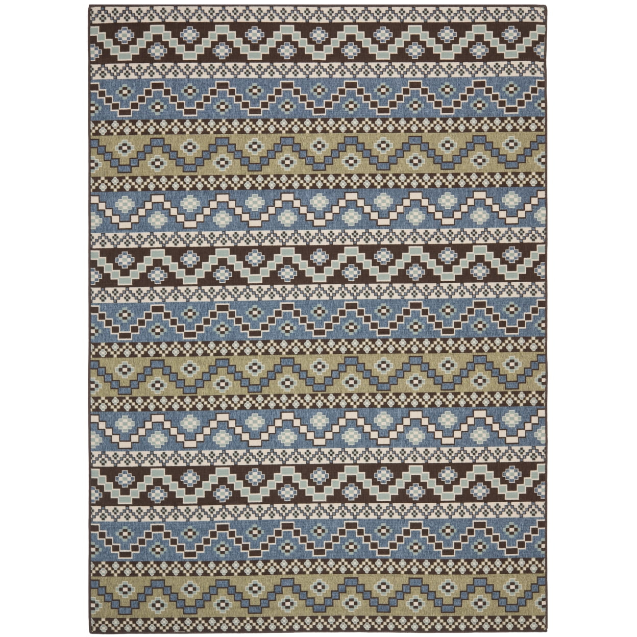 SAFAVIEH Veranda Luwig Geometric Indoor/Outdoor Area Rug, Blue/Creme, 9' x 12'