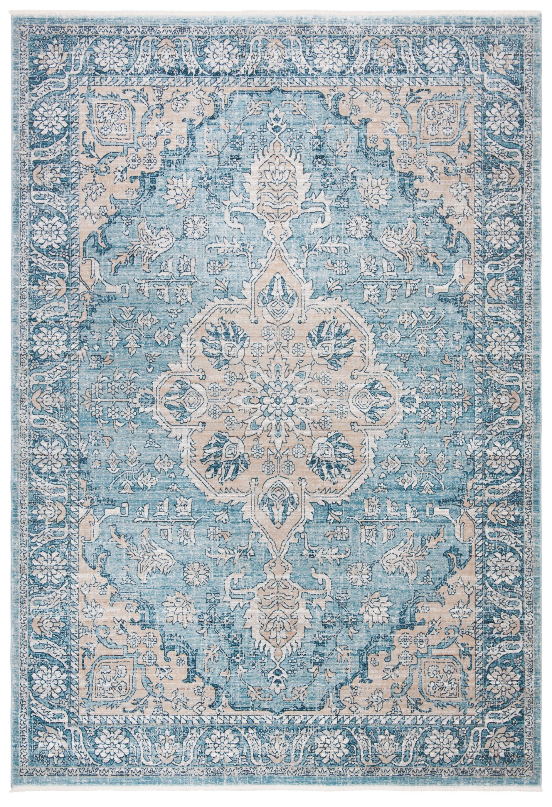 SAFAVIEH Victoria Jackalyn Floral Bordered Area Rug, Blue/Grey, 12' x 16'