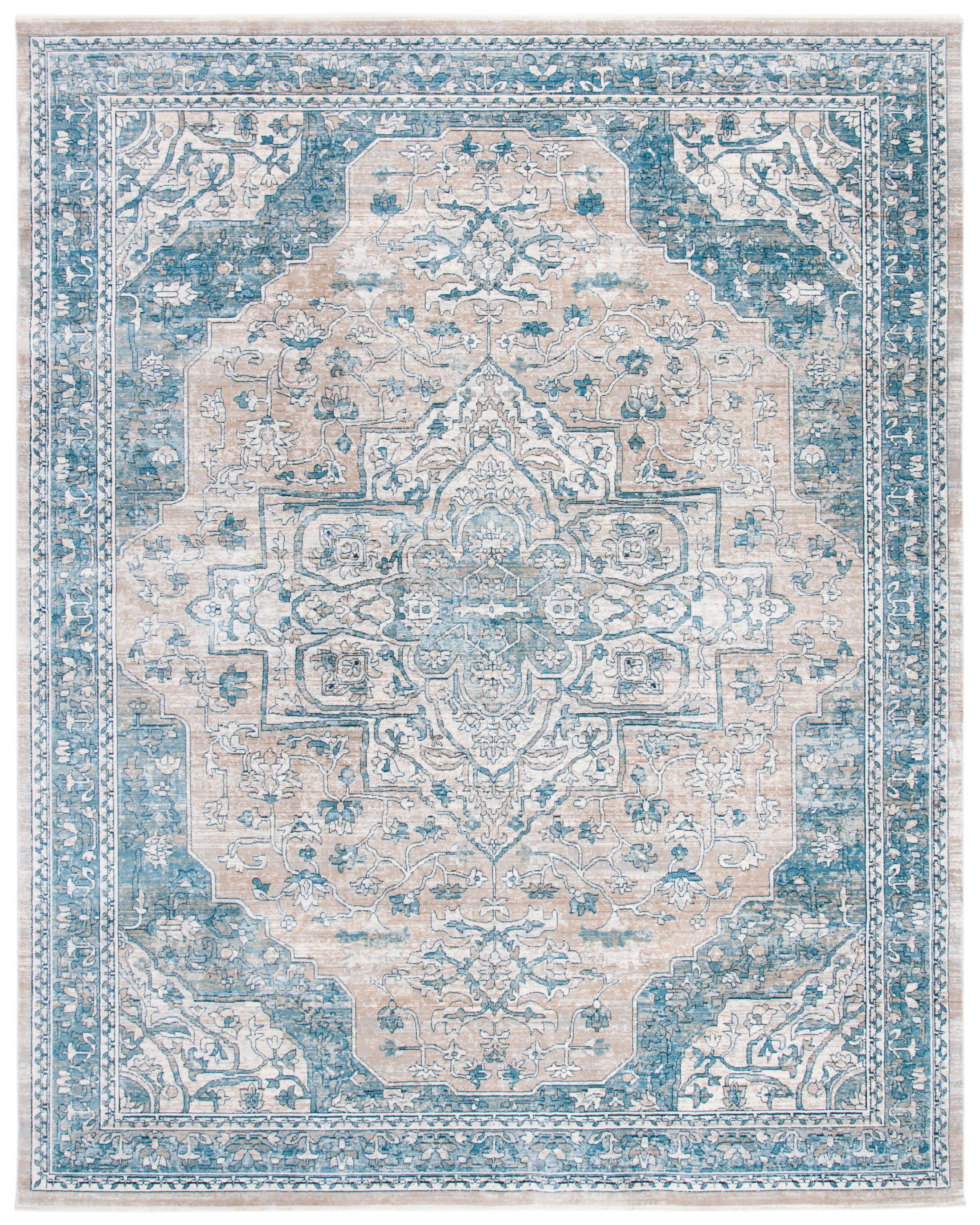 SAFAVIEH Victoria Lorraine Floral Bordered Area Rug, 10' x 14', Blue/Grey