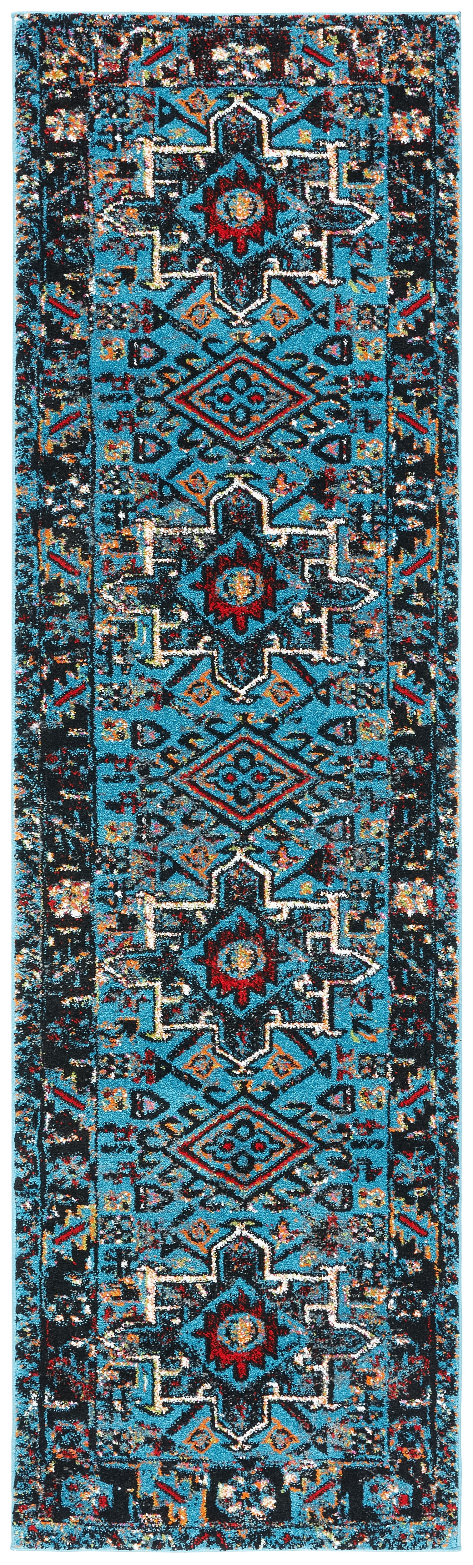 SAFAVIEH Vintage Hamadan Dania Oriental Runner Rug, Light Blue/Black, 2'3" x 12'