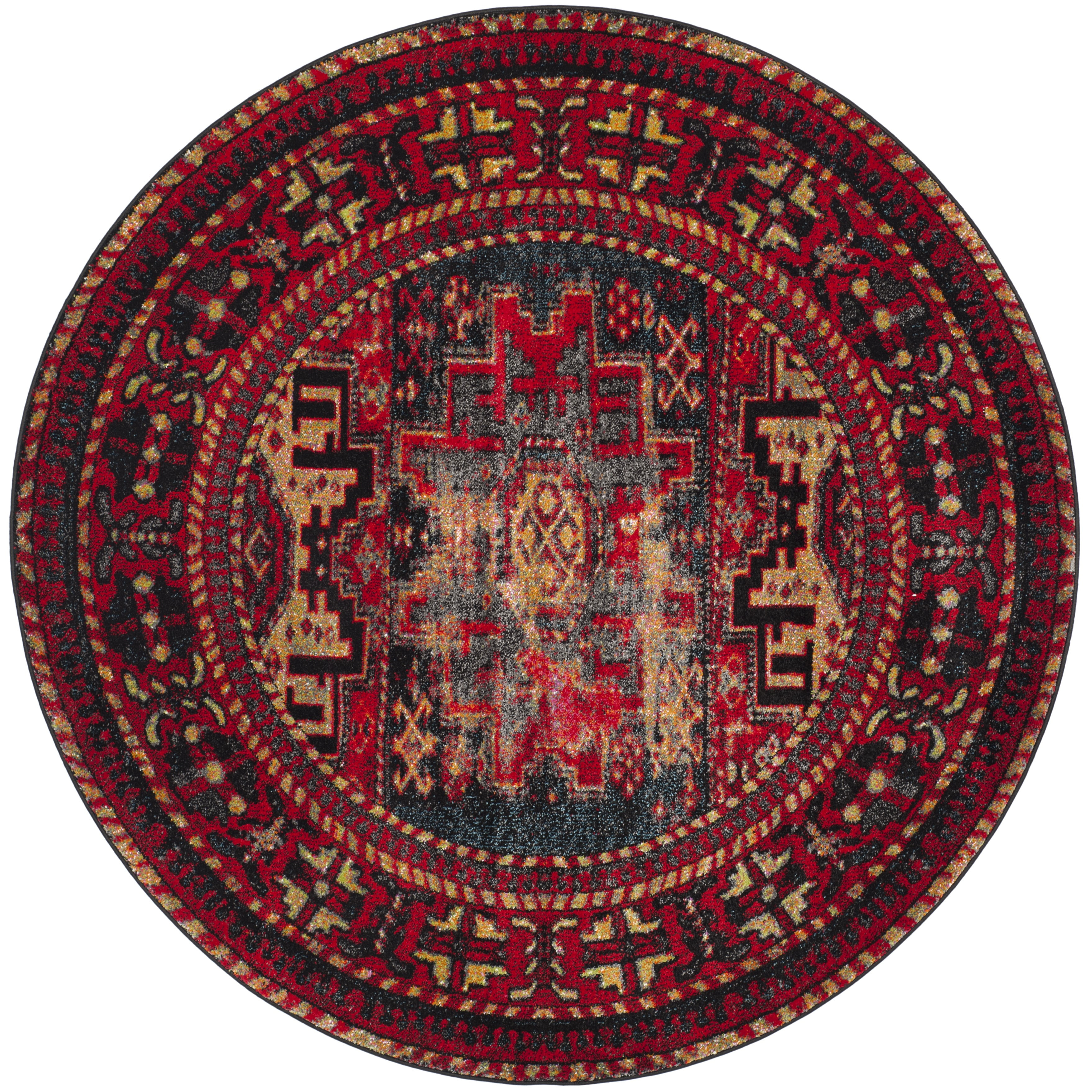 Vintage Hamadan VTH213 Power Loomed Area Rug - Red/Multi - 9' round - Safavieh.