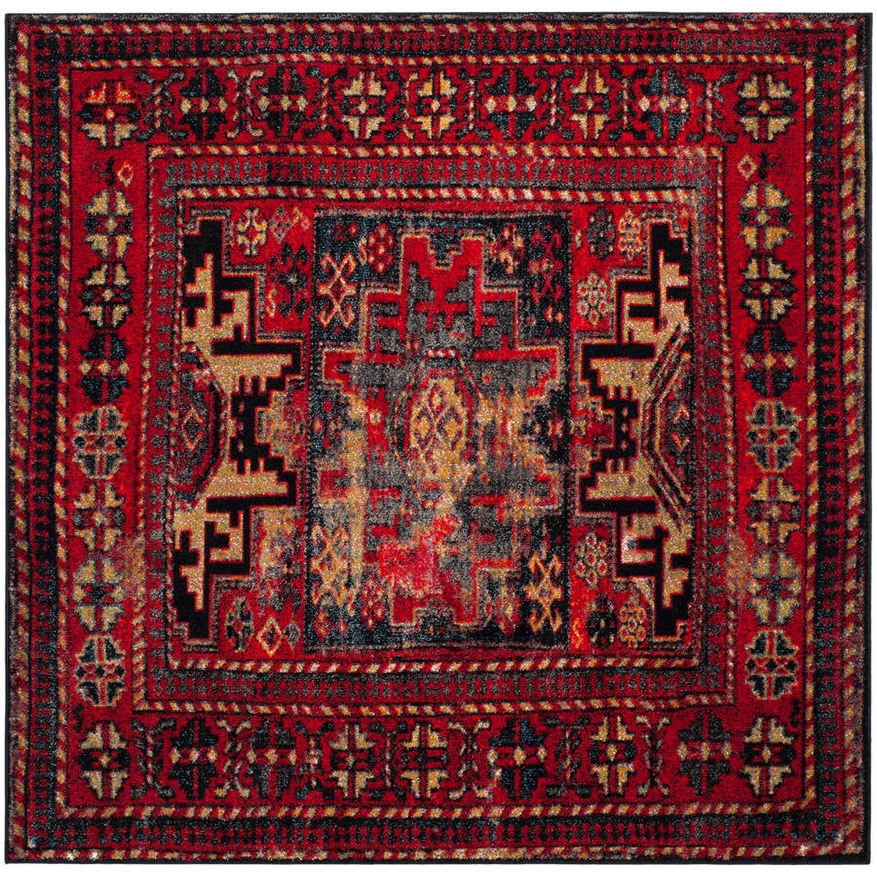 Vintage Hamadan VTH213 Power Loomed Indoor Area Rug - Red/Multi - 6'7"x6'7" - Safavieh.