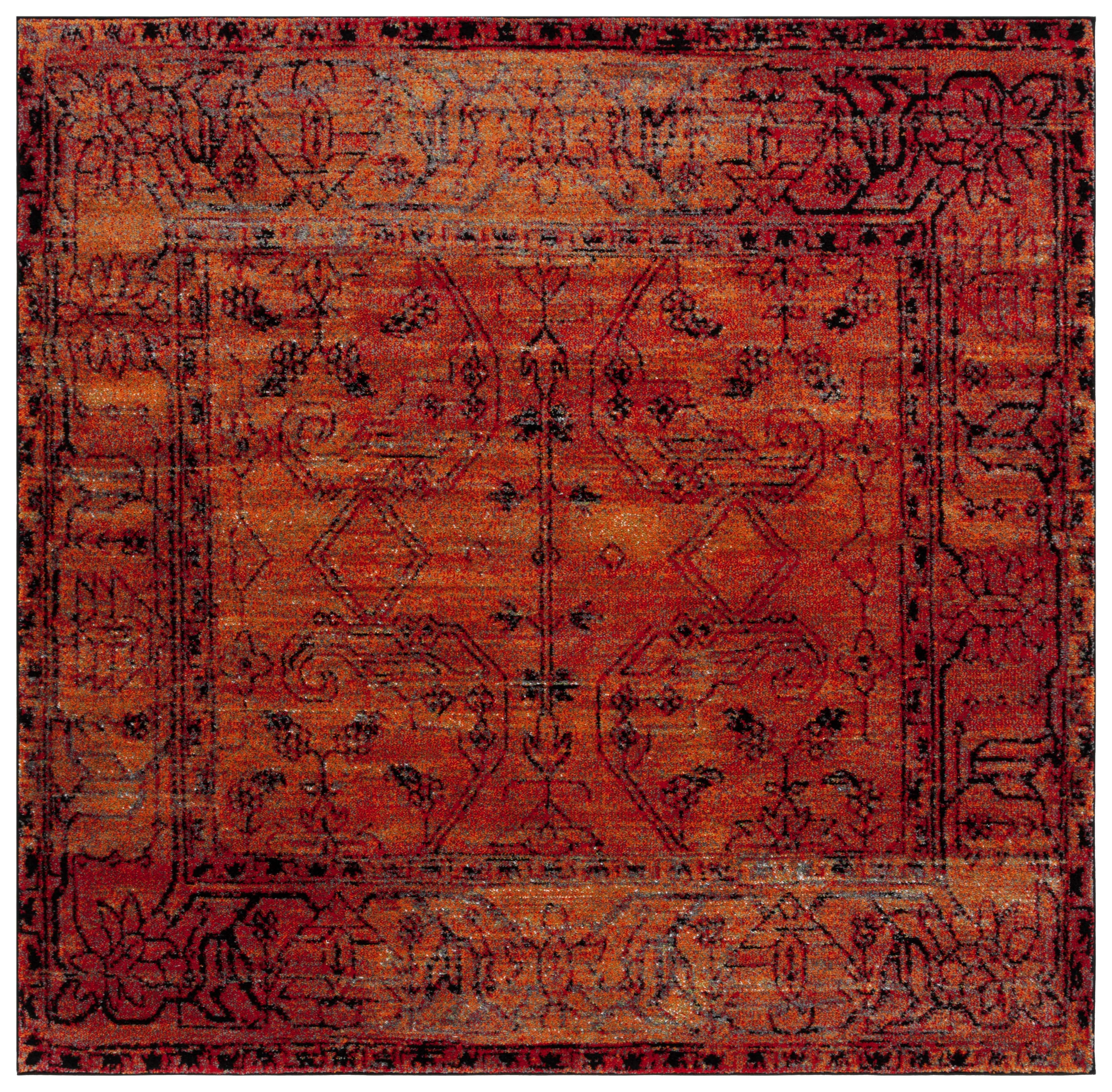 Vintage Hamadan VTH216 Power Loomed Area Rug - Orange - 5'3"x5'3" - Safavieh.