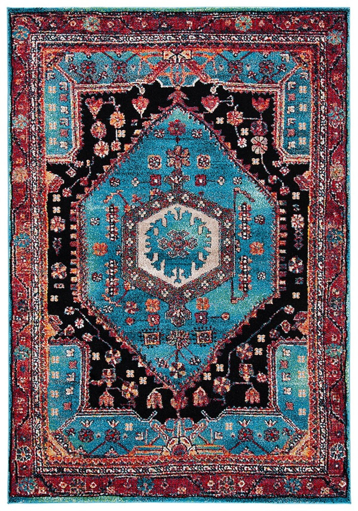 SAFAVIEH Vintage Hamadan Leone Oriental Area Rug, Turquoise/Black, 9' x 12'