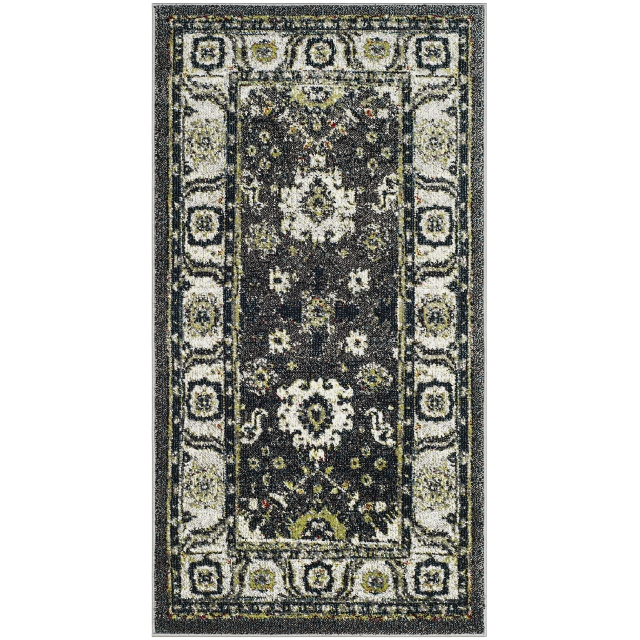 Vintage Hamadan VTH214 Power Loomed Indoor Area Rug - Dark Grey/Ivory - 4'x6' - Safavieh.