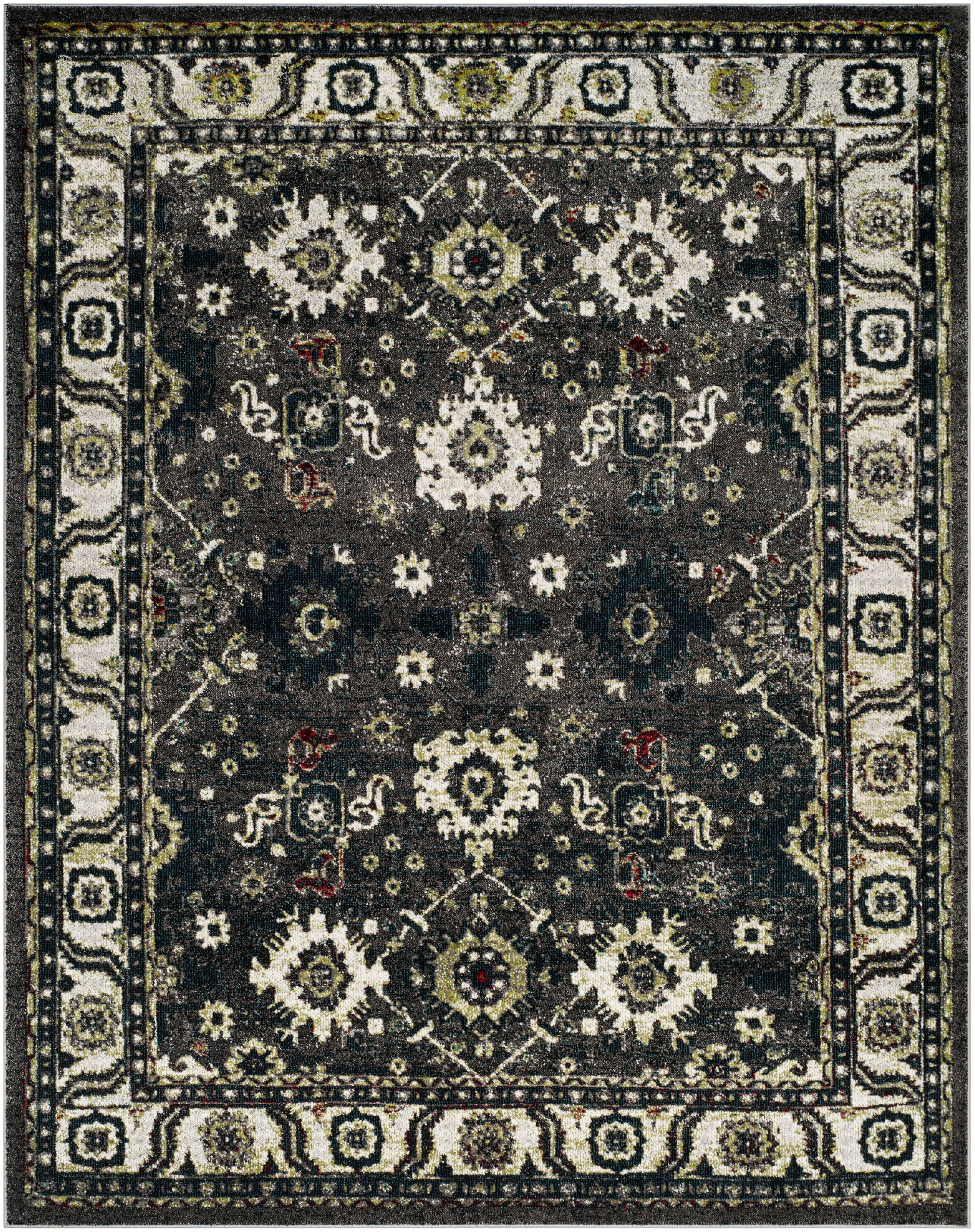 Vintage Hamadan VTH214 Power Loomed Indoor Area Rug - Dark Grey/Ivory - 5'3"x7'6" - Safavieh.