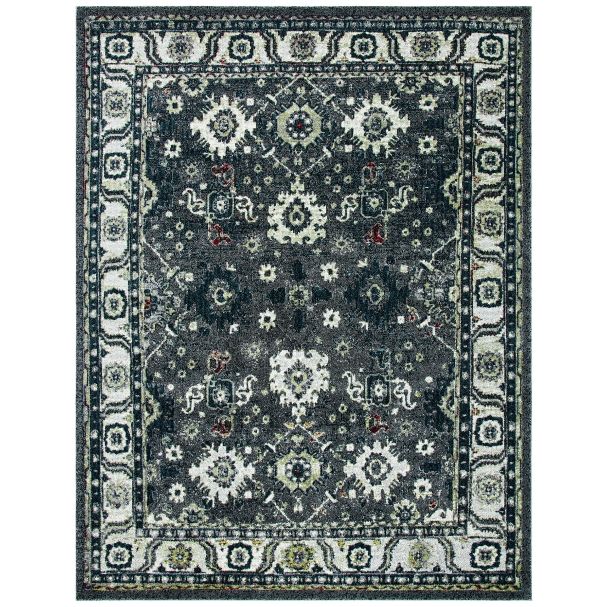 Vintage Hamadan VTH214 Power Loomed Indoor Area Rug - Dark Grey/Ivory - 8'x10' - Safavieh.