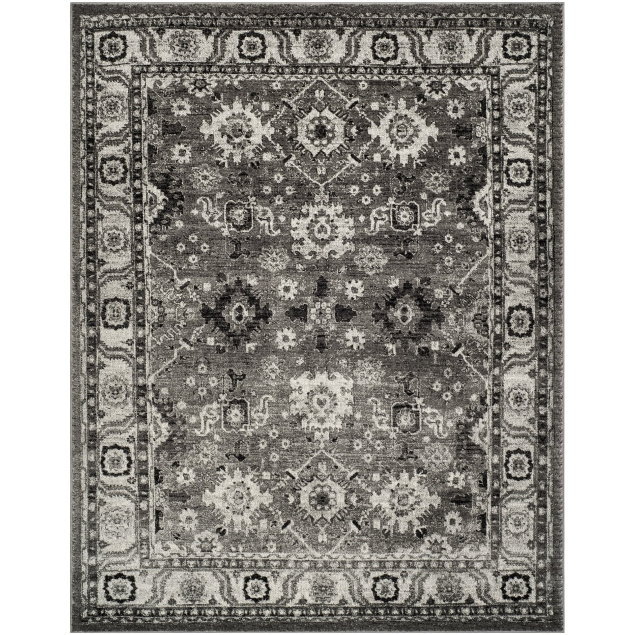 Vintage Hamadan VTH214 Power Loomed Indoor Area Rug - Grey/Black - 5'3"x7'6" - Safavieh.