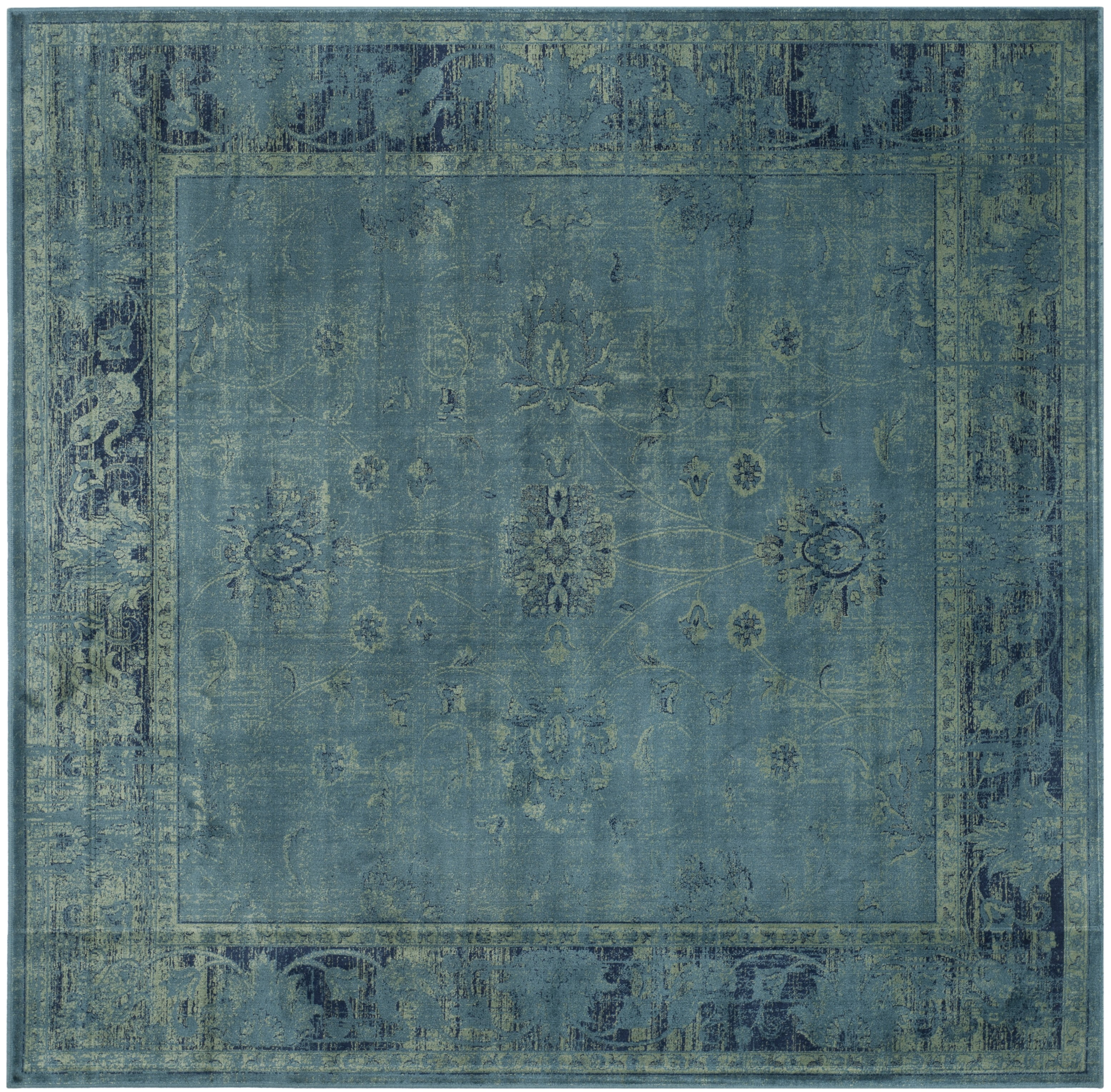 SAFAVIEH Vintage Jaxon Bordered Area Rug, Turquoise/Multi, 6' x 6' Square