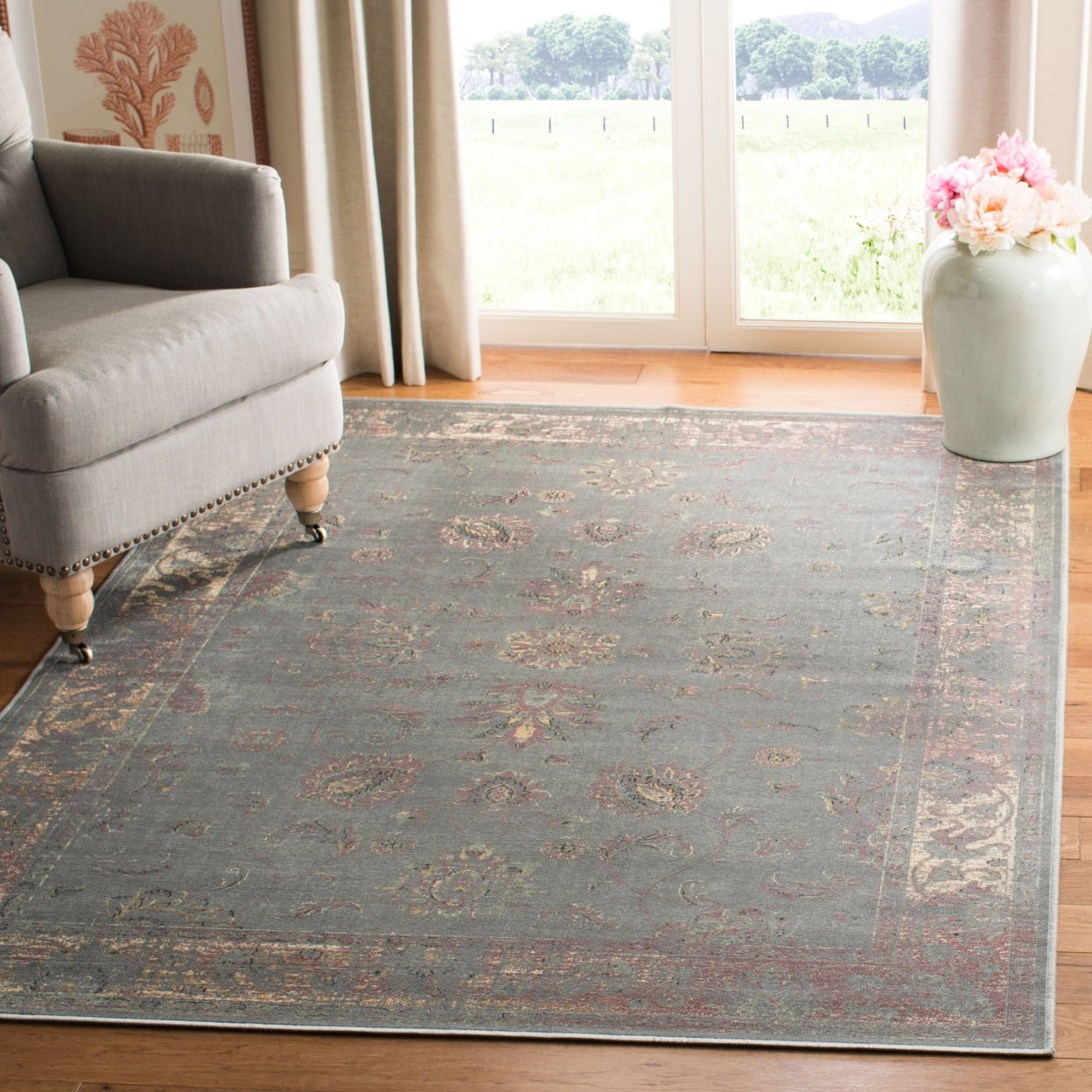 SAFAVIEH Vintage Jaxon Traditional Runner Rug, Grey/Multi, 2'2" x 12'