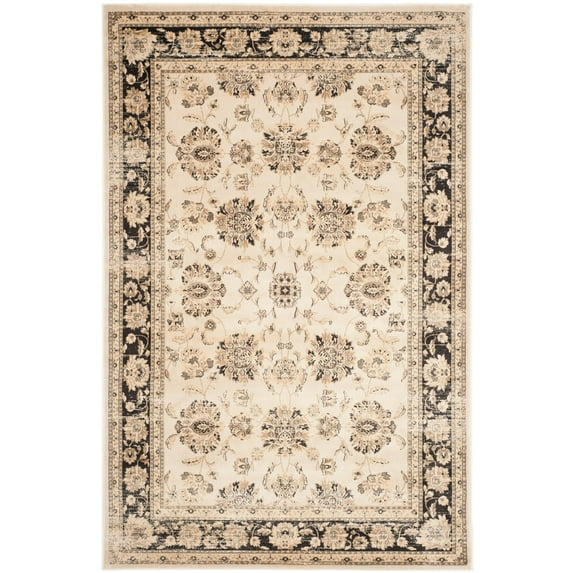 SAFAVIEH Vintage Jessamine Traditional Area Rug, Ivory/Black, 6'7" x 9'2"