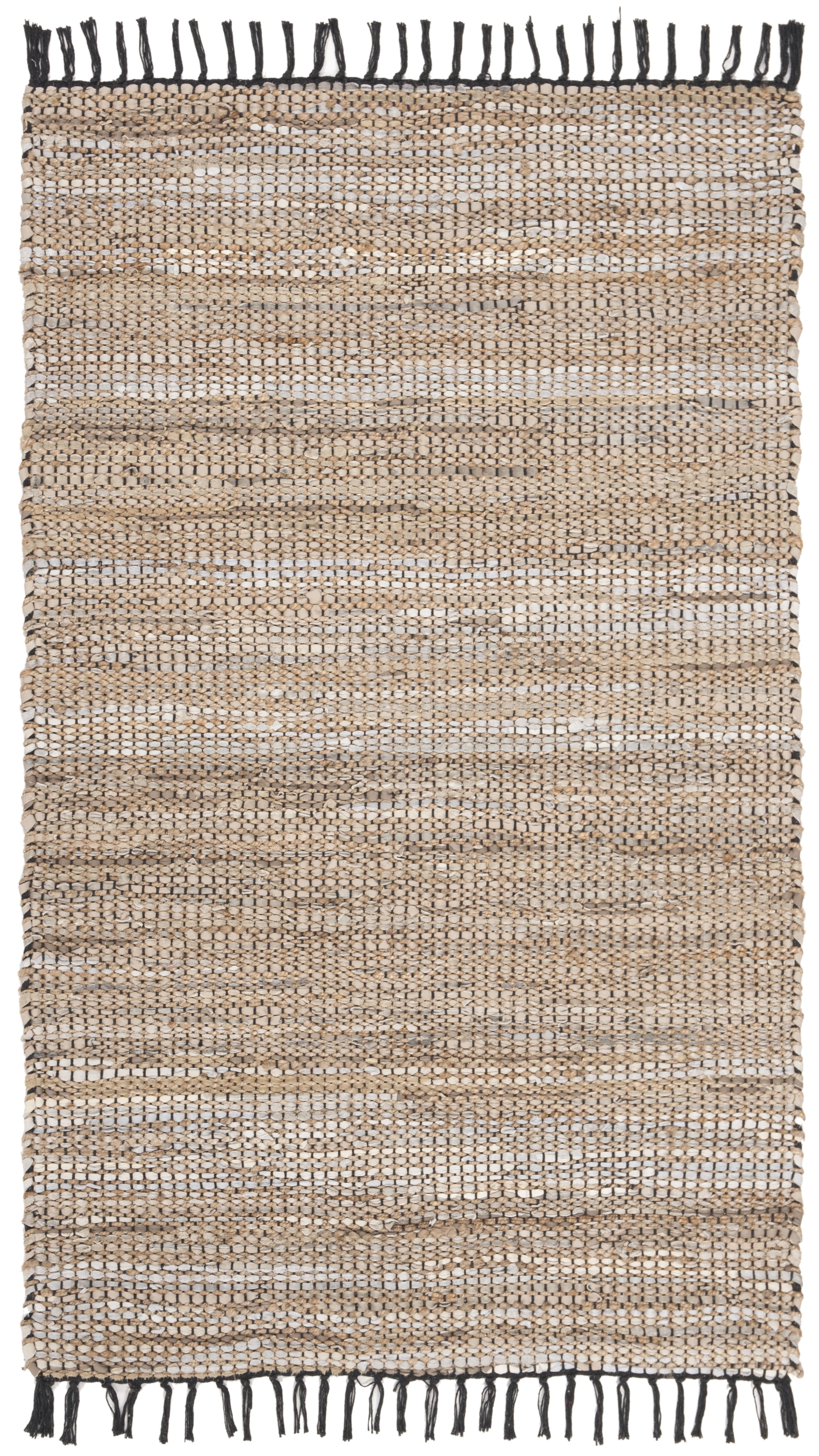SAFAVIEH Vintage Leather Zharko Solid Braided Fringe Area Rug, Beige, 2'3" x 4'