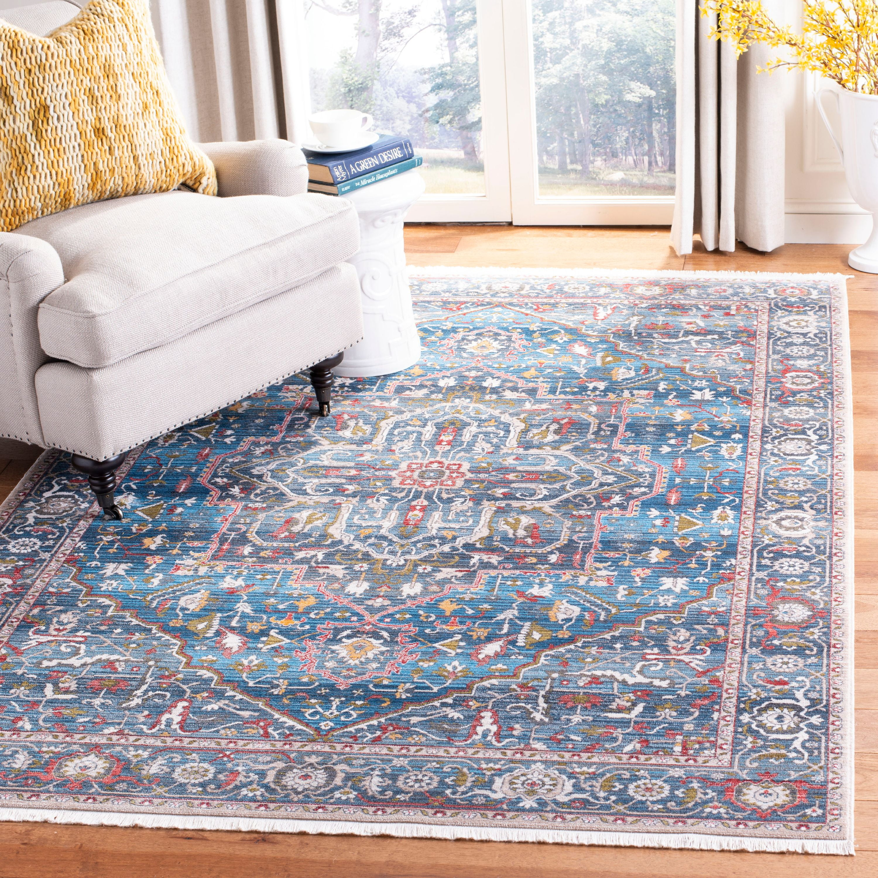 Vintage Persian VTP479 Power Loomed Area Rug - Blue/Ivory - 6'x9' - Safavieh.