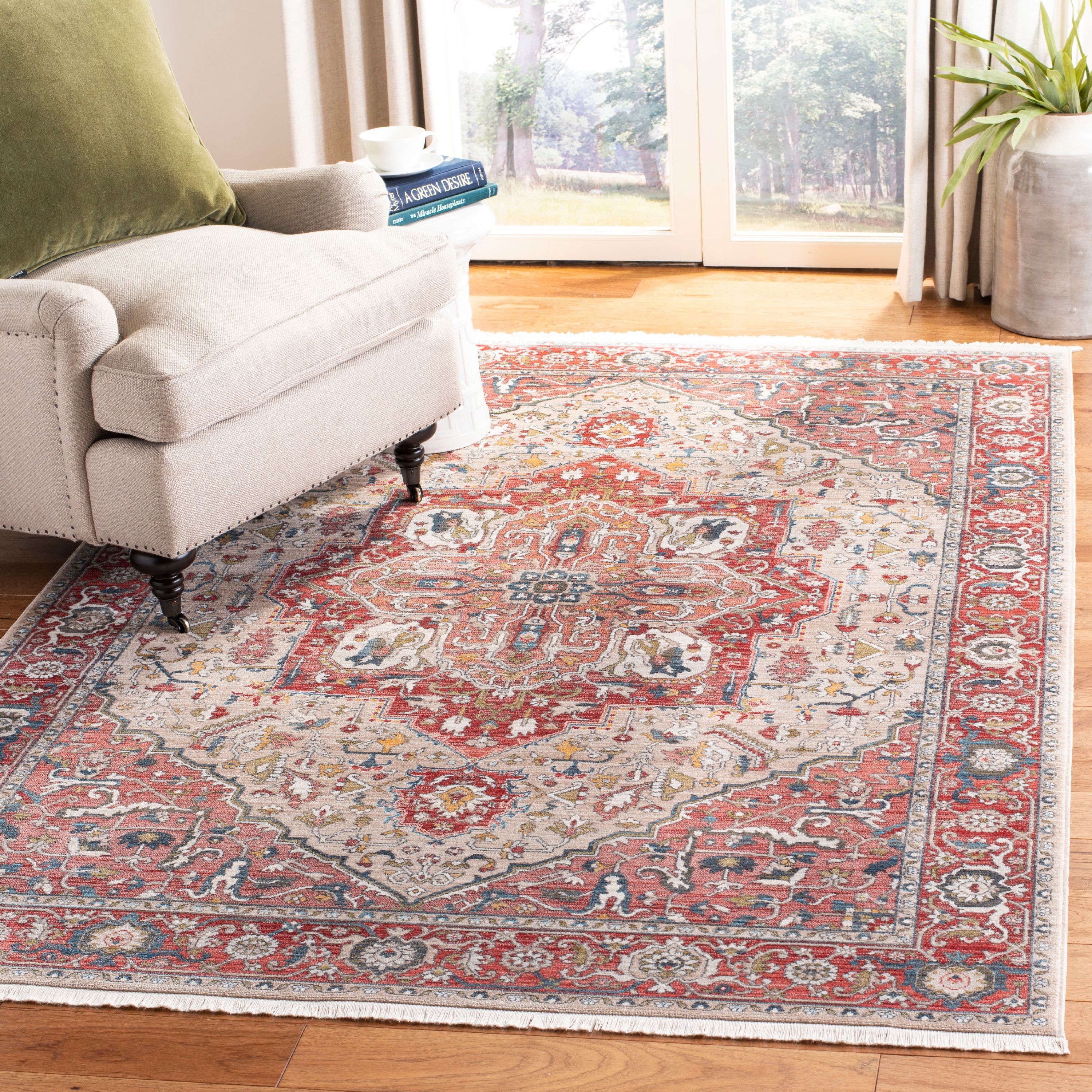 Vintage Persian VTP479 Power Loomed Area Rug - Red/Ivory - 9'x11'7" - Safavieh.