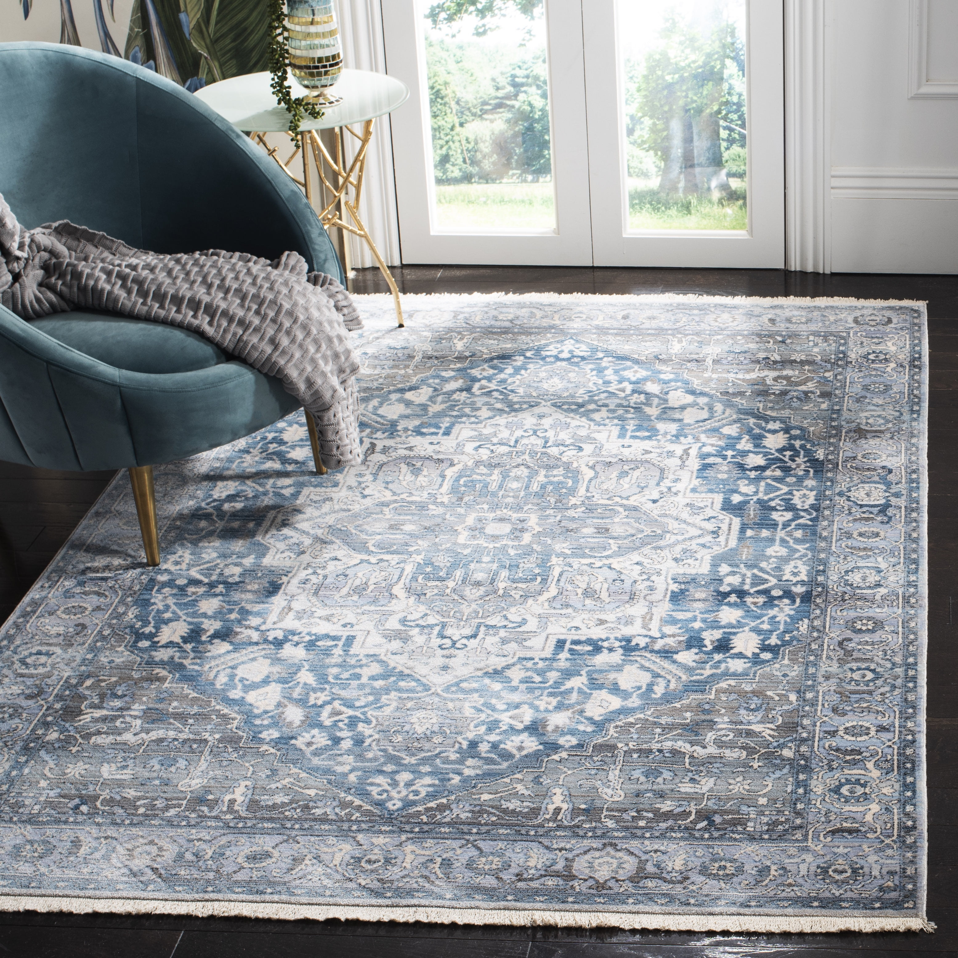 Vintage Persian VTP479 Power Loomed Area Rug - Charcoal/Blue - 4'x6' - Safavieh.