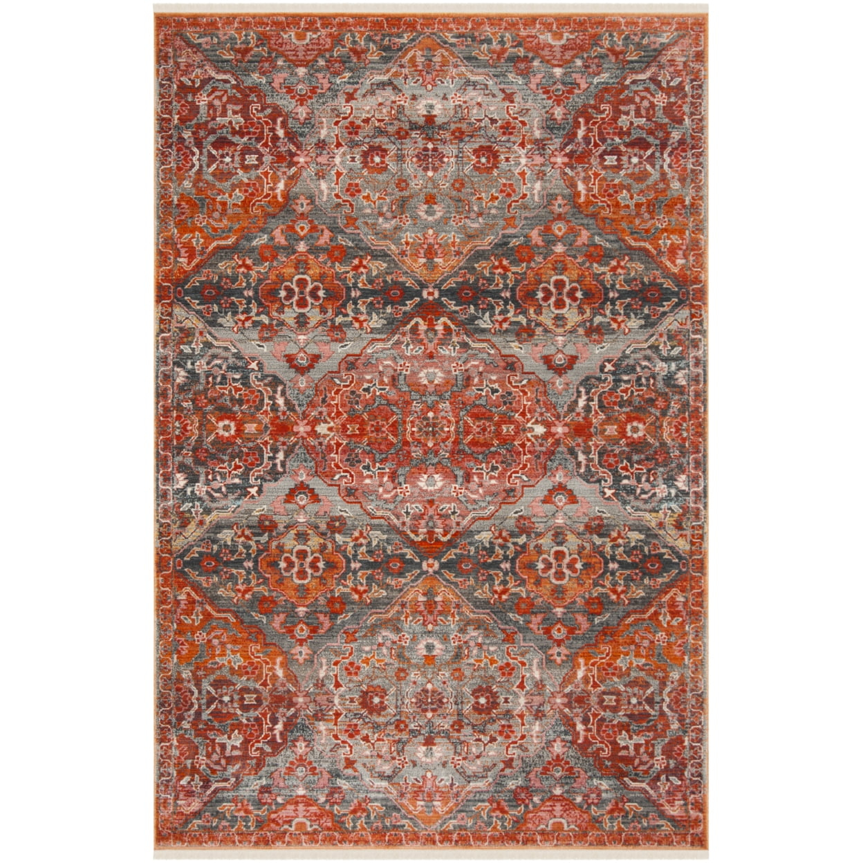 Vintage Persian VTP470 Power Loomed Indoor Runner Rug - Aqua/Orange - 2'2"x8' - Safavieh.
