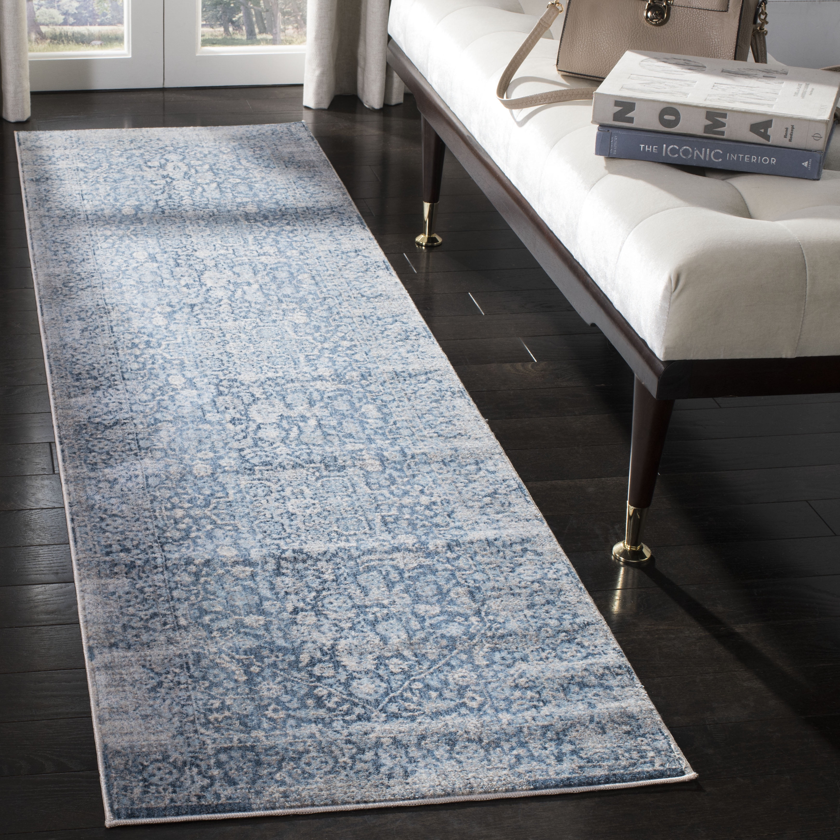 Vintage Persian VTP484 Power Loomed Runner Rug - Blue/Ivory - 2'2"x12' - Safavieh.