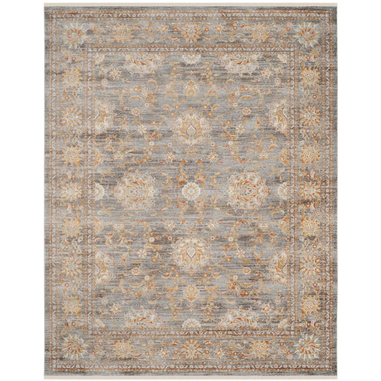 SAFAVIEH Vintage Persian Maggie Distressed Polyester Area Rug, Light Brown/Multi, 8' x 10'