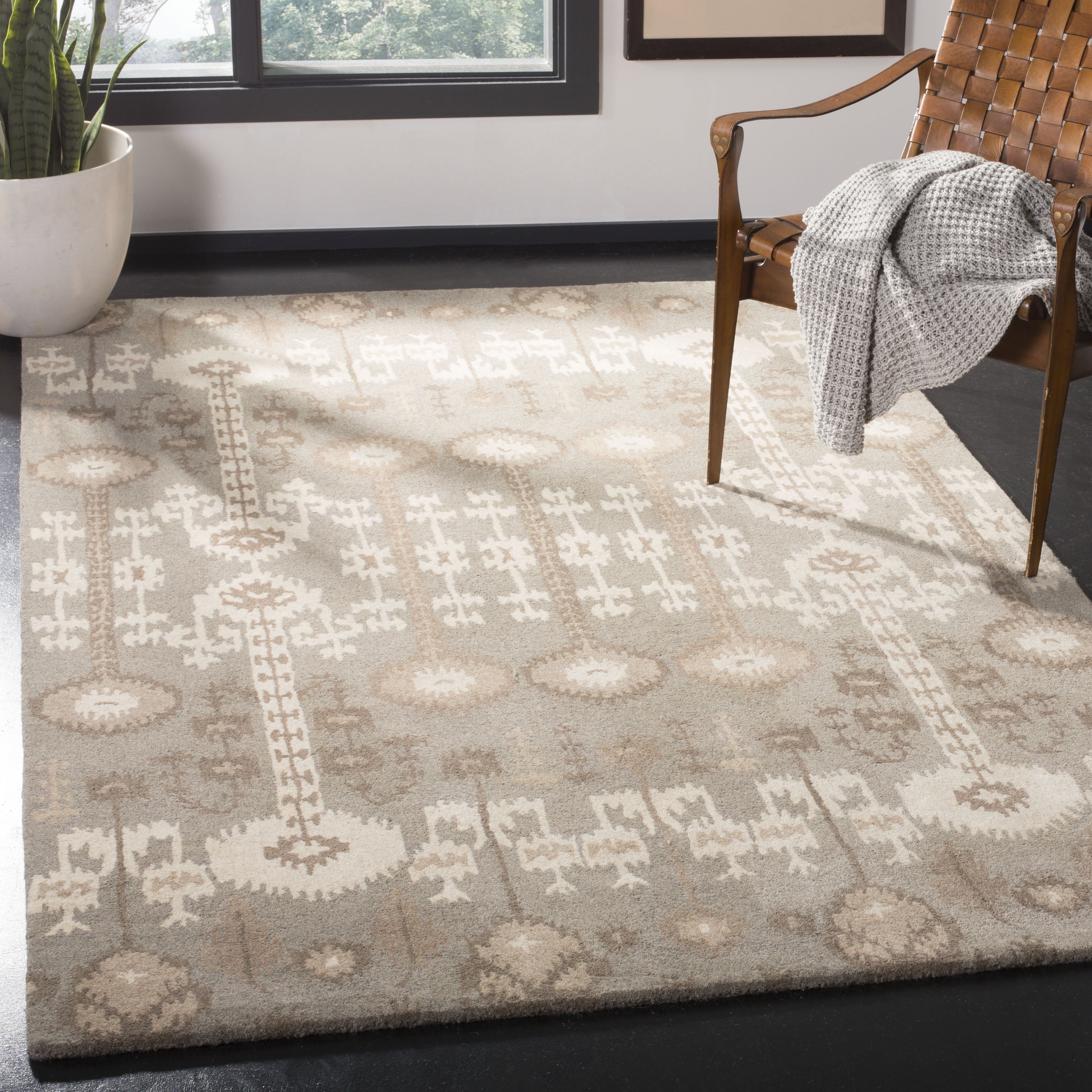 SAFAVIEH Wyndham Deborah Geometric Wool Area Rug, Natural/Multi, 9' x 12'