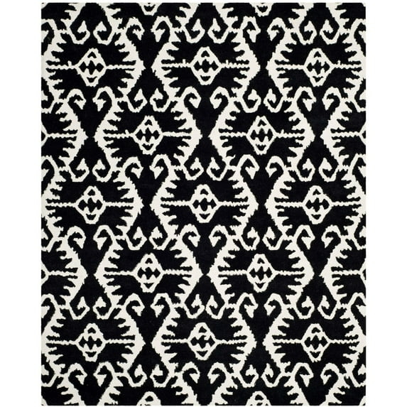 SAFAVIEH Wyndham Dzvonko Southwestern Wool Area Rug, Black/Ivory, 8' x 10'