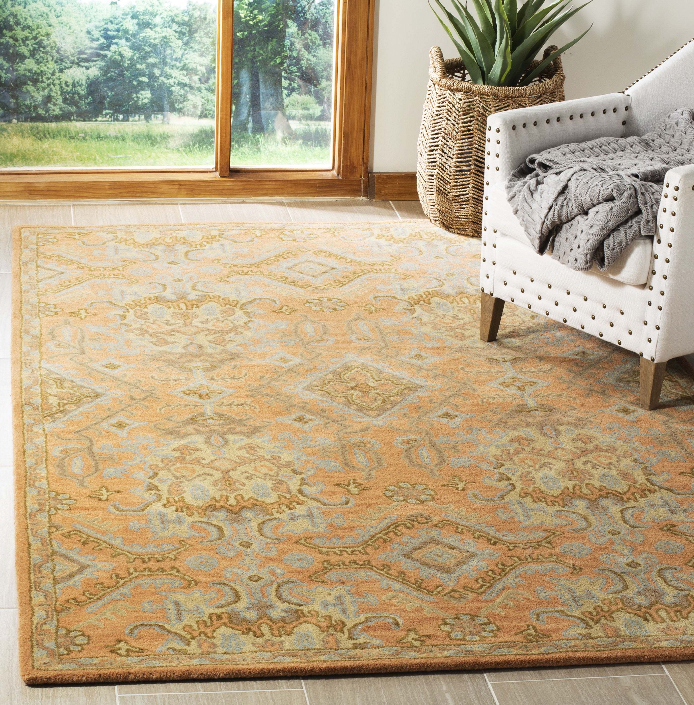 Wyndham WYD203 Hand Tufted Area Rug - Terracotta - 5'x5' - Safavieh.